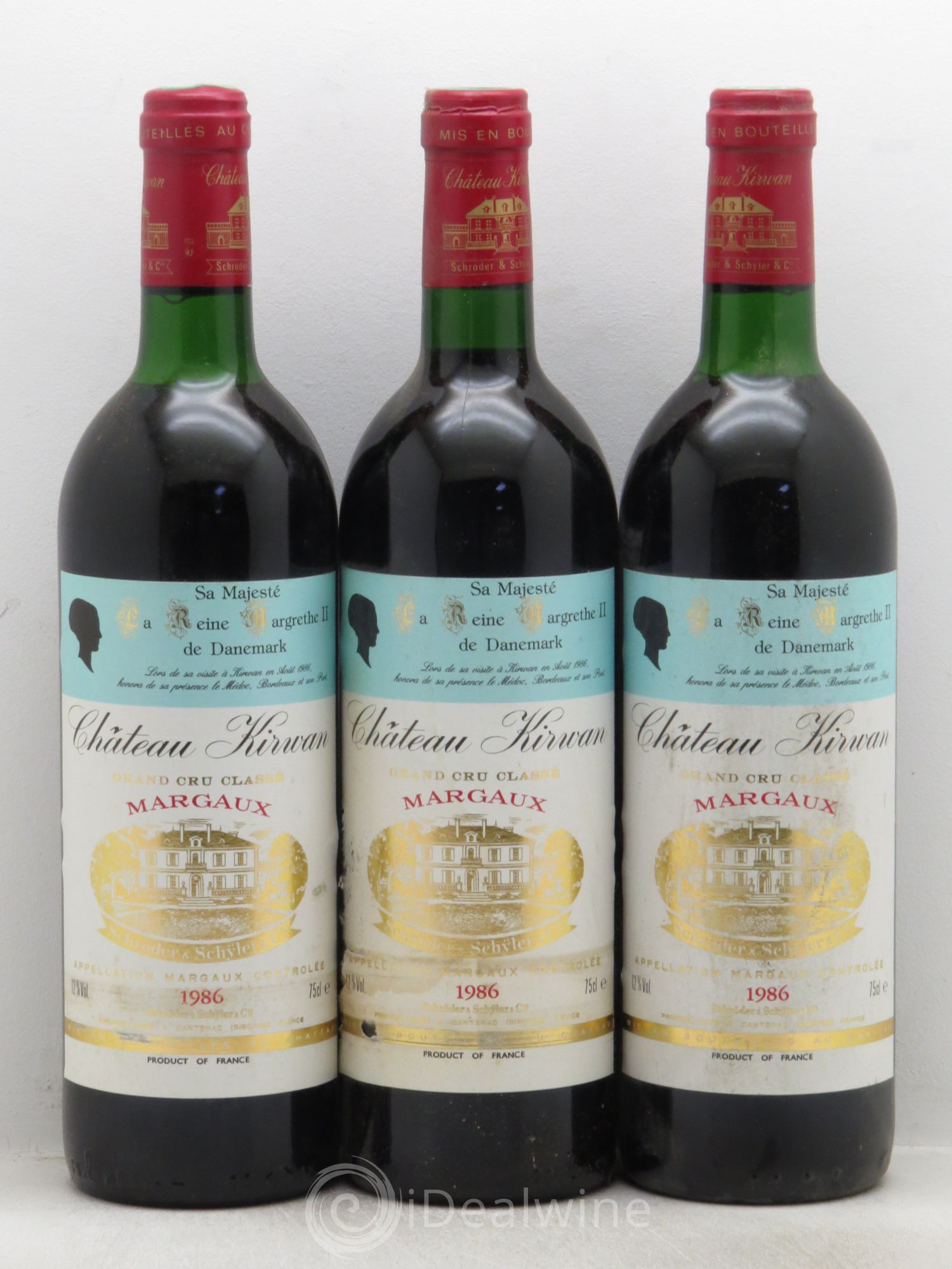 Château Kirwan 3ème Grand Cru Classé 1986 - Lot de 3 bouteilles - 0