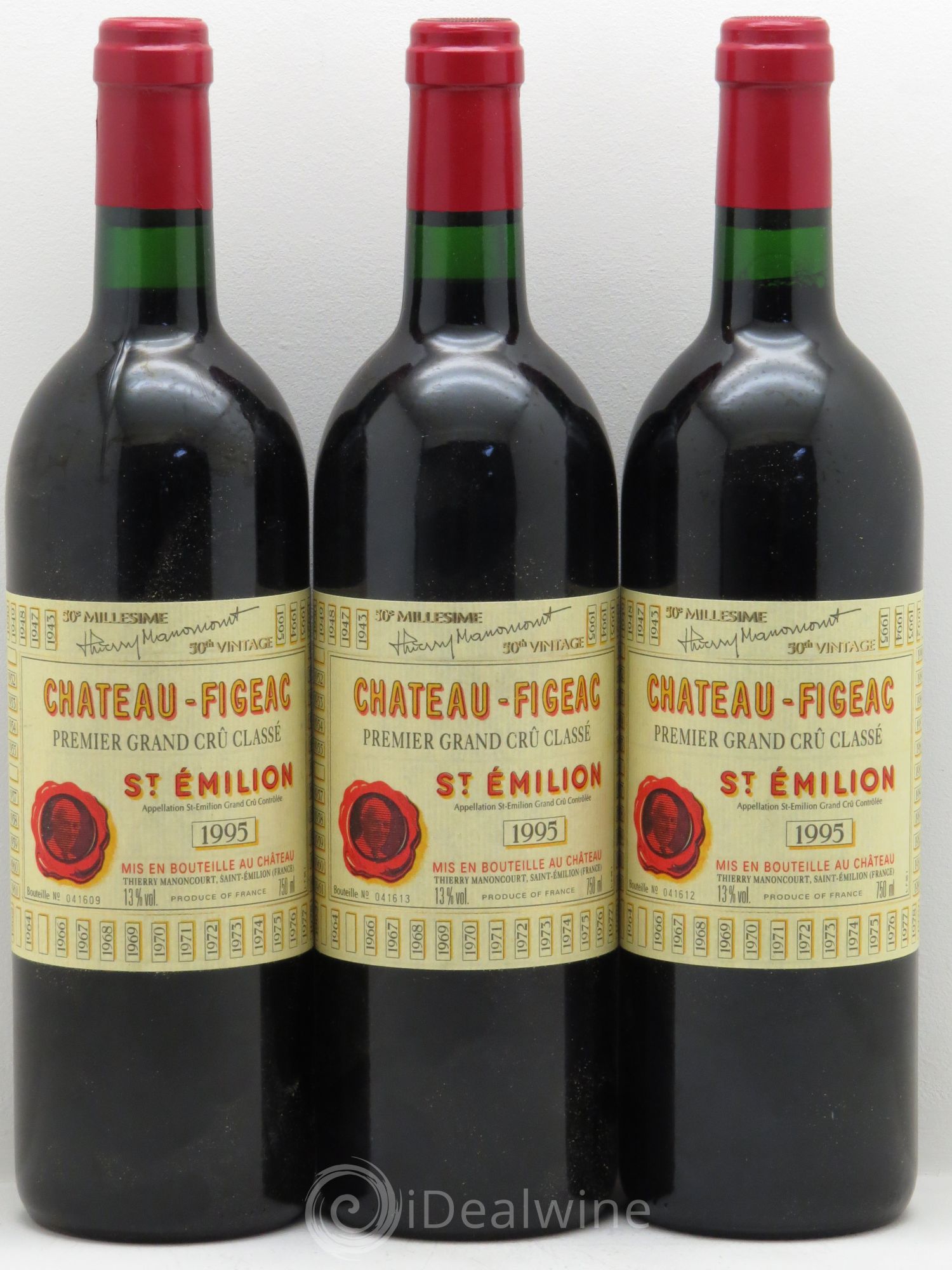 Château Figeac 1er Grand Cru Classé A 1995 - Lot de 3 bouteilles - 0