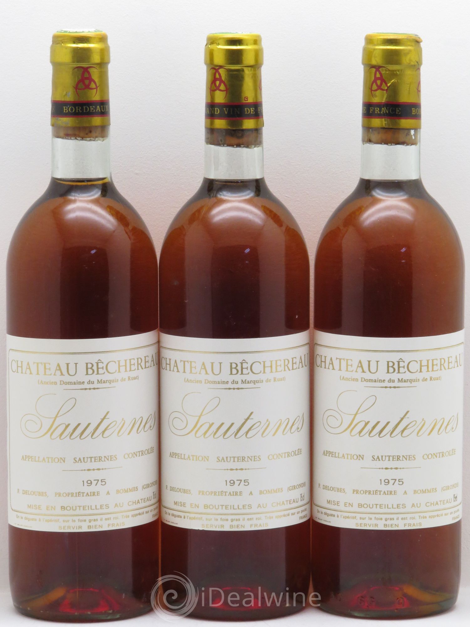 Sauternes Château Bechereau 1975 - Lotto di 3 bottiglie - 0
