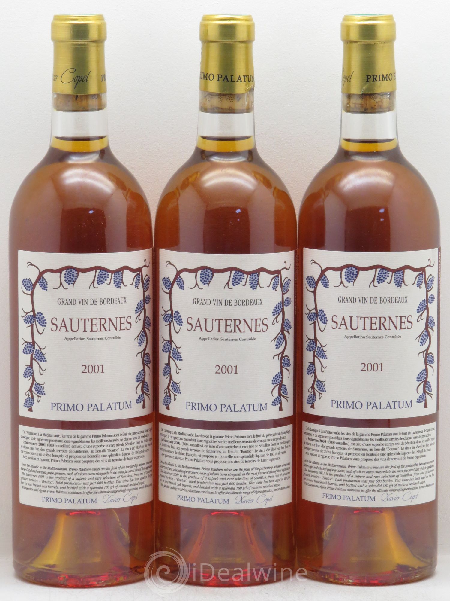 Sauternes Primo Palatum 2001 - Lotto di 3 bottiglie - 0