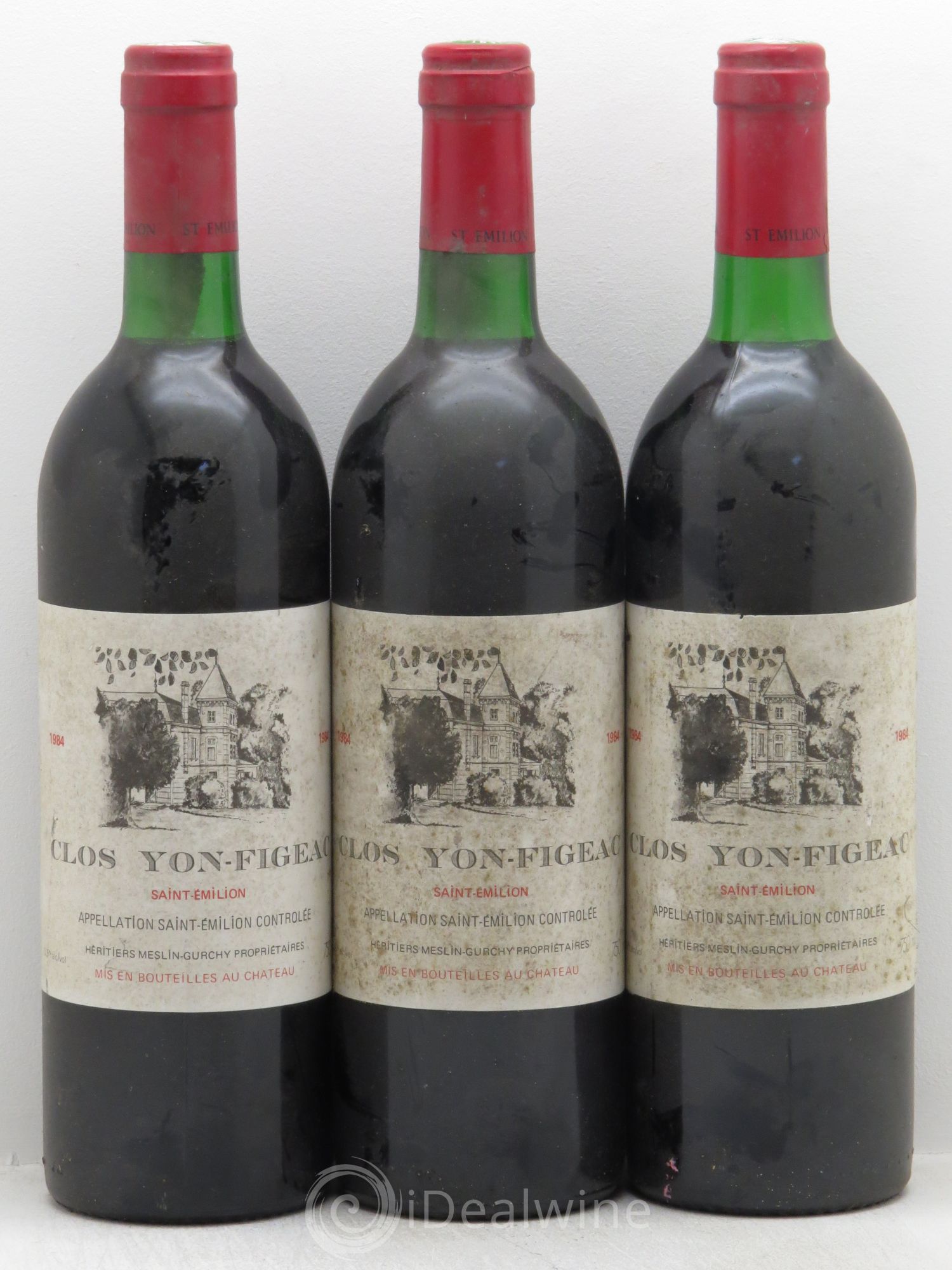 Château Yon Figeac Grand Cru Classé 1984 - Lot de 3 bouteilles - 0