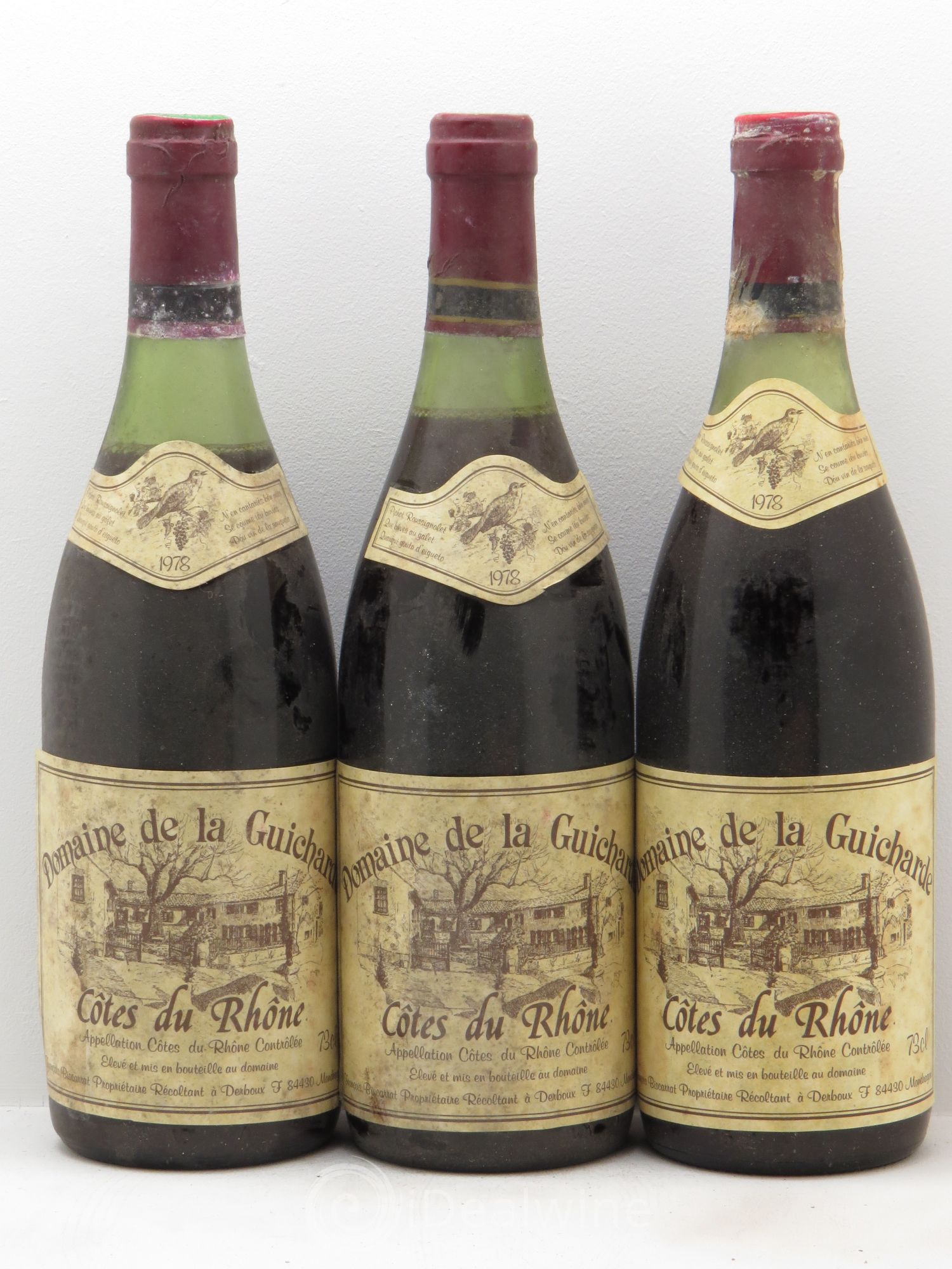Côtes-du-Rhône Domaine de la Guicharde (sans prix de réserve) 1978 - Posten von 3 Flaschen - 0