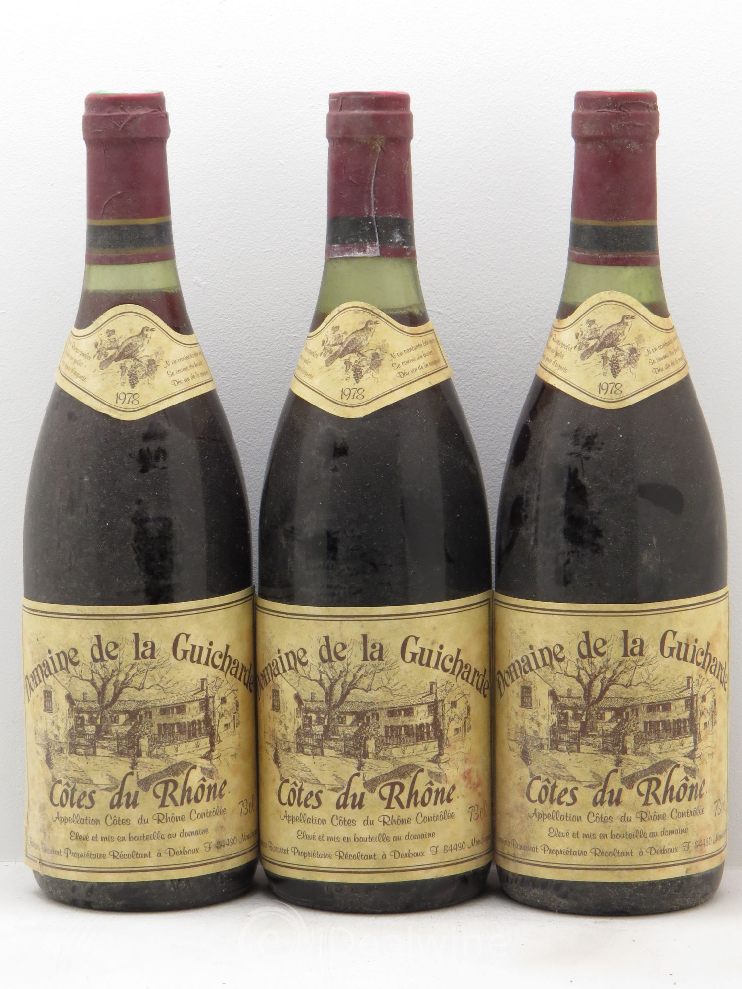 Côtes-du-Rhône Domaine de la Guicharde (sans prix de réserve) 1978 - Posten von 3 Flaschen - 0