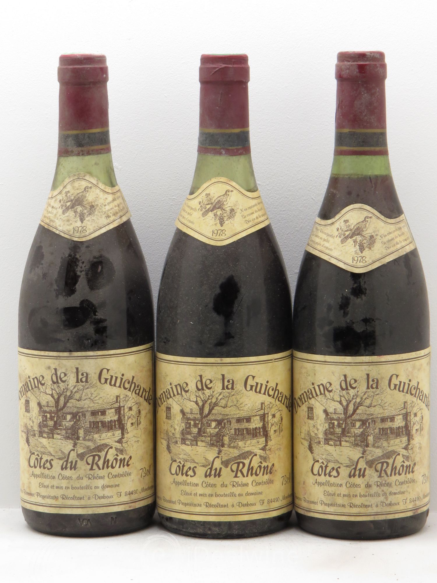 Côtes-du-Rhône Domaine de la Guicharde (sans prix de réserve) 1978 - Posten von 3 Flaschen - 0
