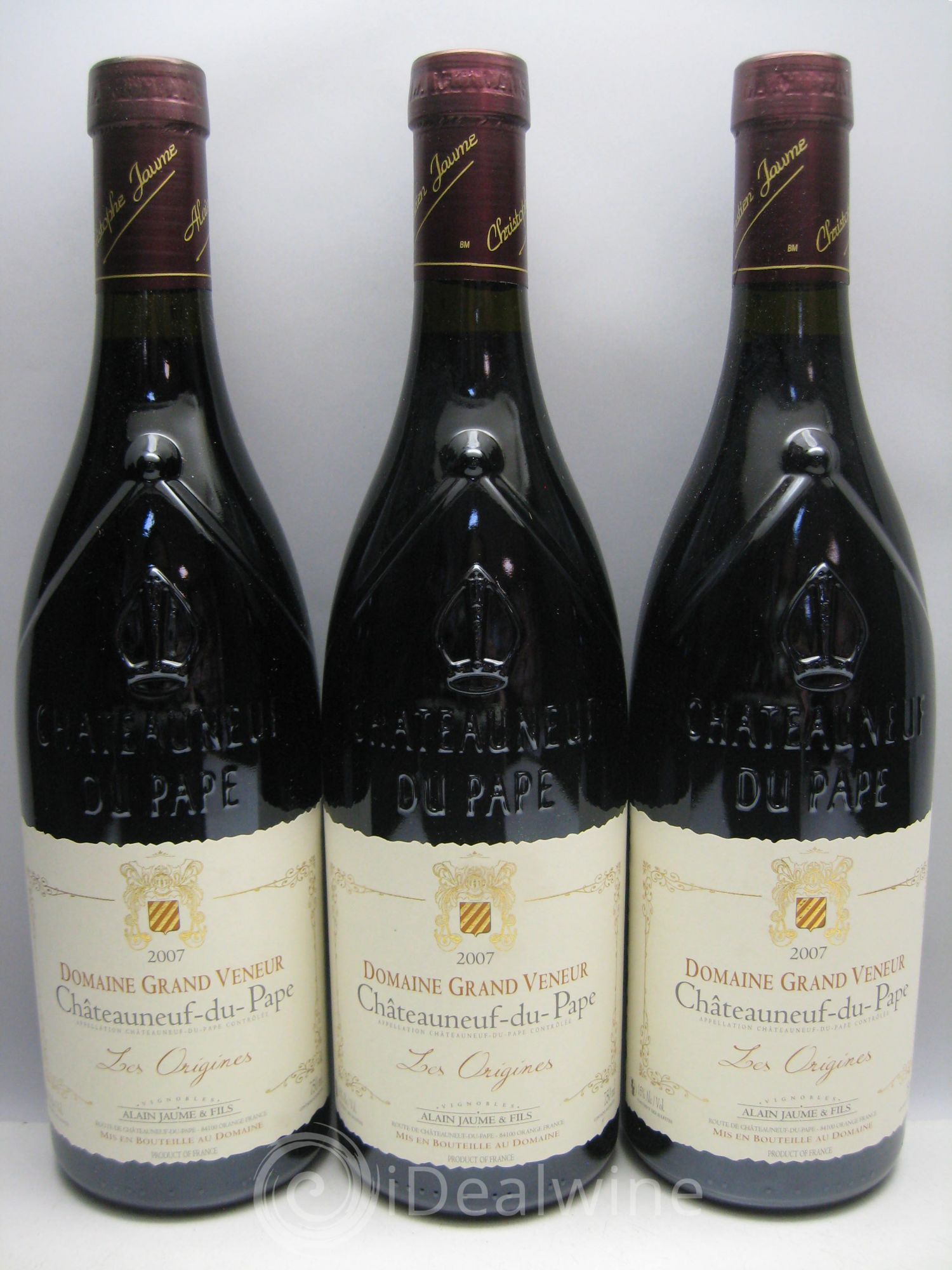 Châteauneuf-du-Pape Les Origines - Grand Veneur (sans prix de réserve) 2007 - Posten von 3 Flaschen - 0