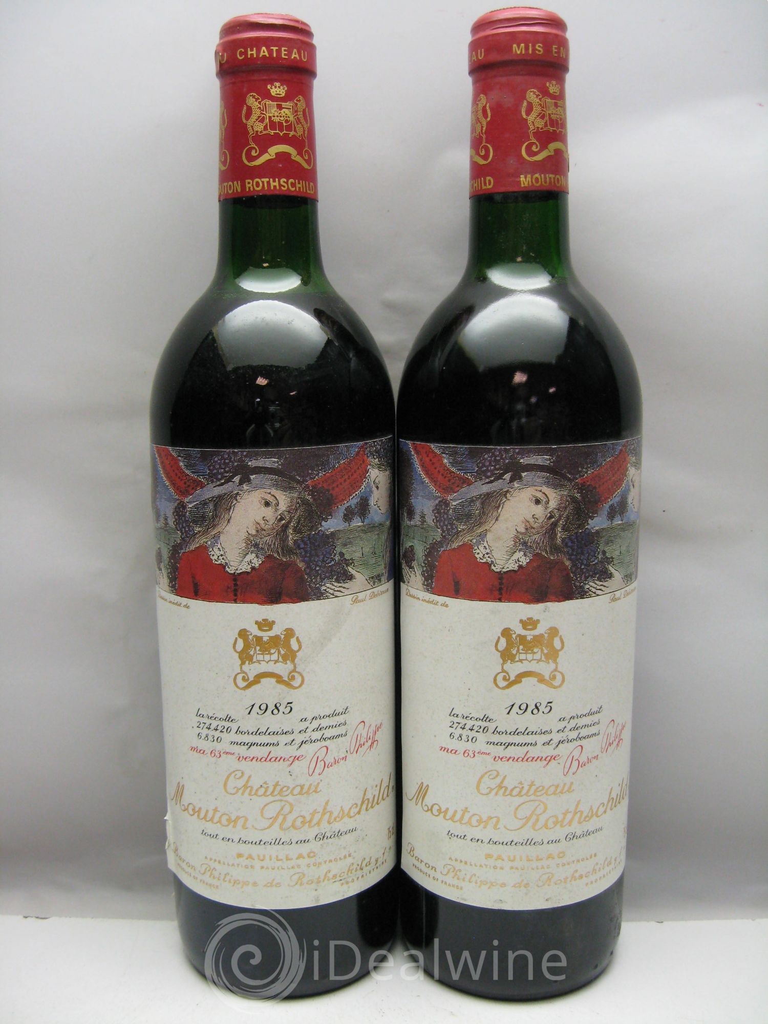 Château Mouton Rothschild 1er Grand Cru Classé 1985 - Lot de 2 bouteilles - 0