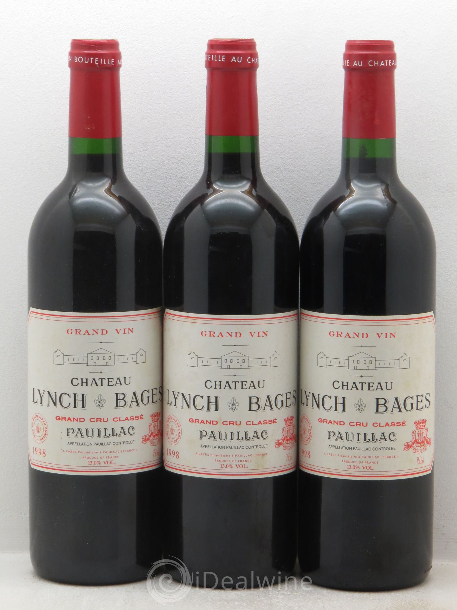 Château Lynch Bages 5ème Grand Cru Classé 1998 - Lot de 3 bouteilles - 0