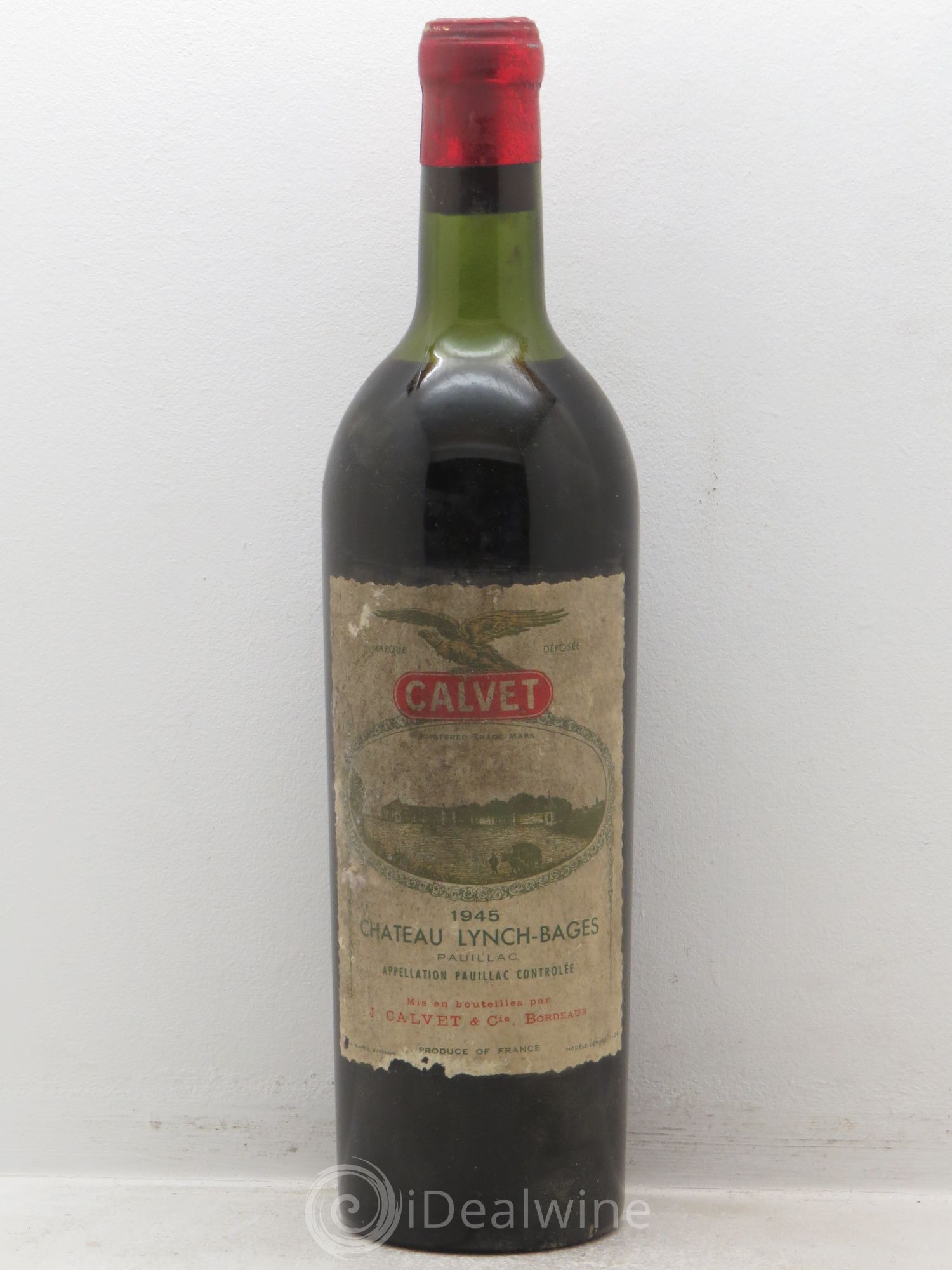Château Lynch Bages 5ème Grand Cru Classé Mise Calvet 1945 - Posten von 1 Flasche - 0