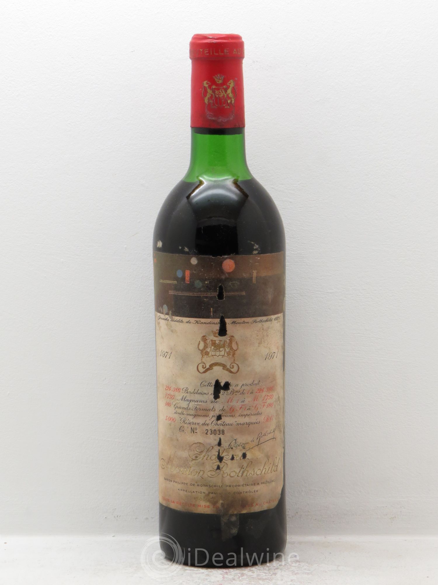 Château Mouton Rothschild 1er Grand Cru Classé (sans prix de réserve) 1971 - Lot de 1 bouteille - 0