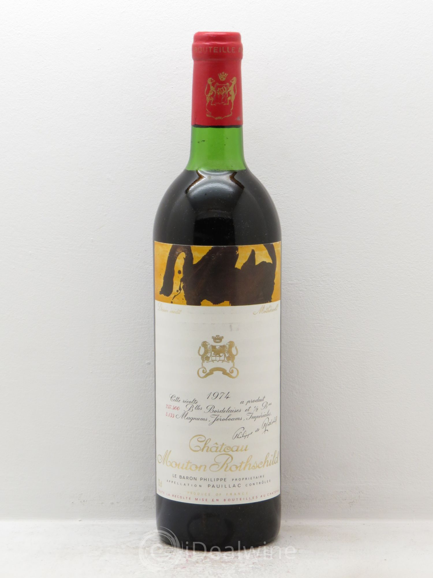 Château Mouton Rothschild 1er Grand Cru Classé 1974 - Lot de 1 bouteille - 0