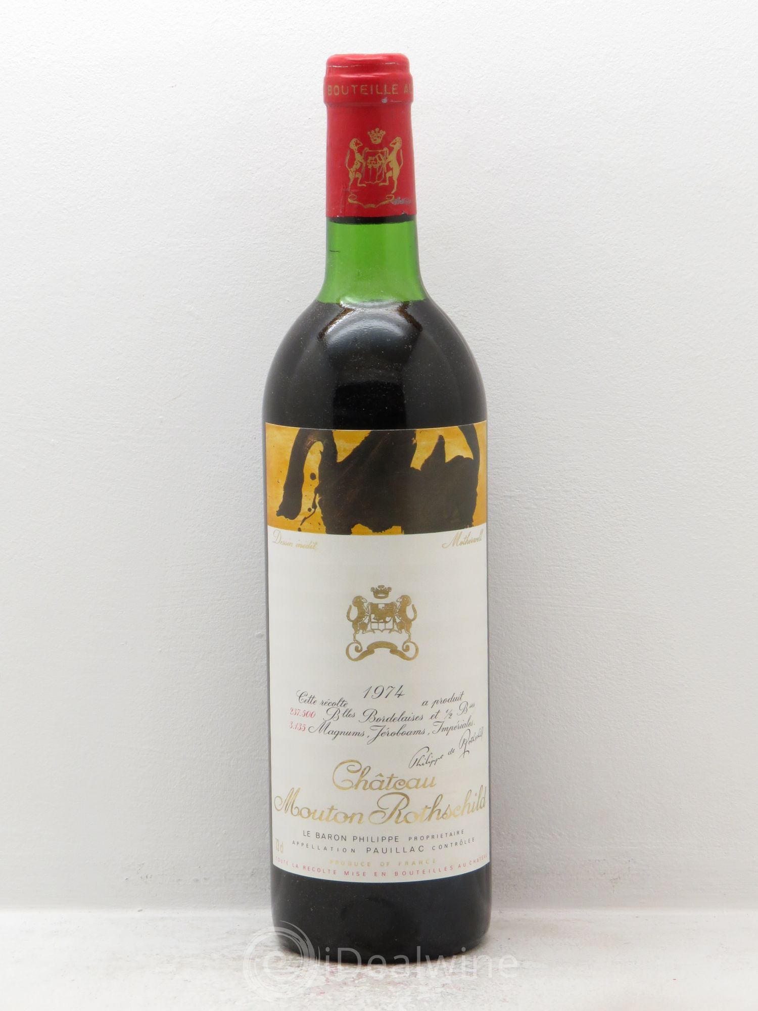 Château Mouton Rothschild 1er Grand Cru Classé 1974 - Lot de 1 bouteille - 0