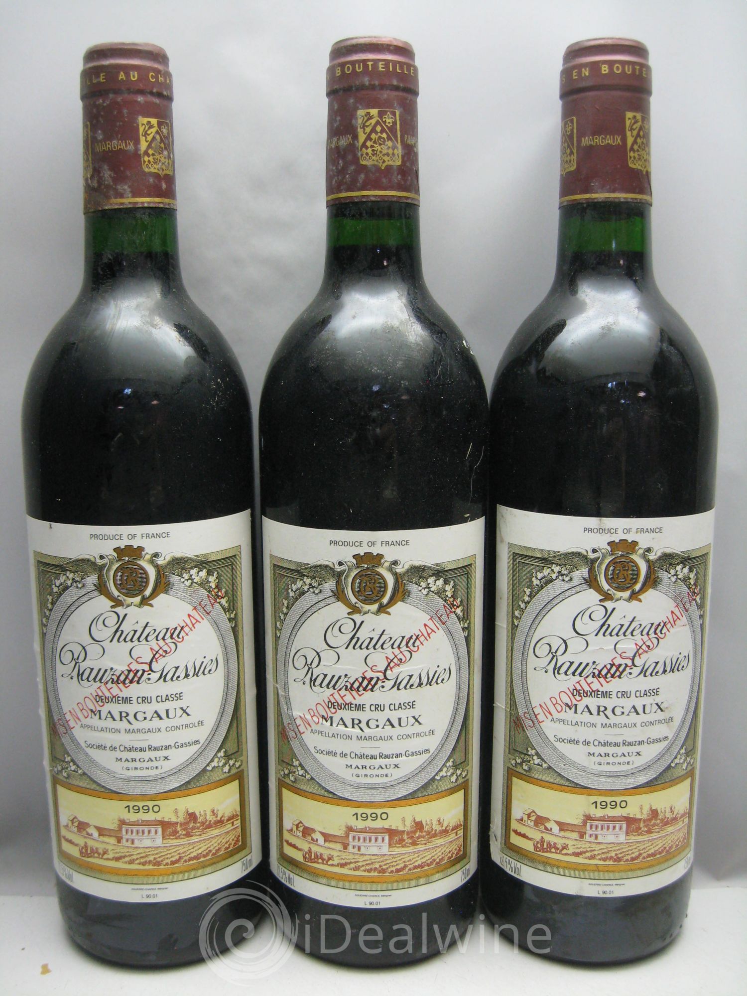 Château Rauzan-Gassies 2ème Grand Cru Classé (sans prix de réserve) 1990 - Lot de 3 bouteilles - 0
