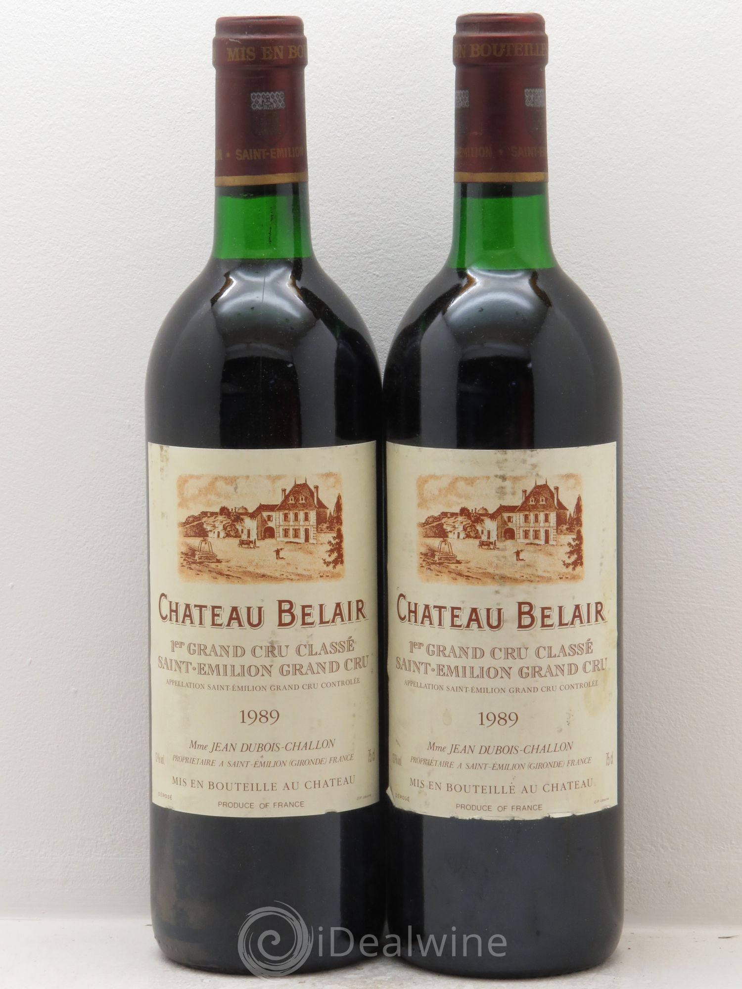 Château Belair (Belair-Monange) 1er Grand Cru Classé B (sans prix de réserve) 1989 - Lot de 2 bouteilles - 0