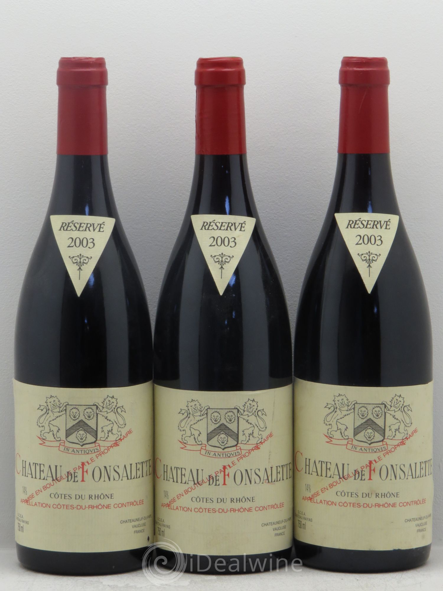 Côtes-du-Rhône Château de Fonsalette Emmanuel Reynaud 2003 - Lot de 3 bouteilles - 0