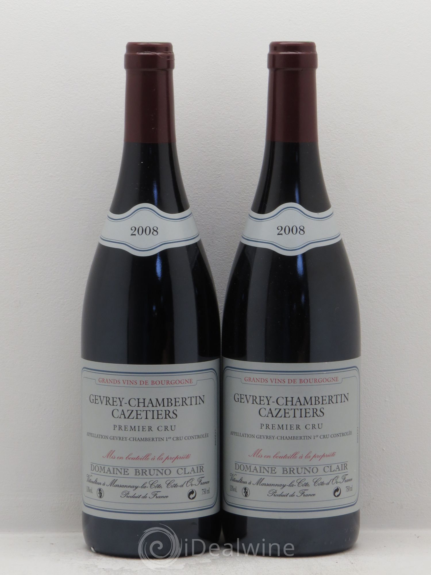 Gevrey-Chambertin 1er Cru Les Cazetiers Bruno Clair (Domaine) (sans prix de réserve) 2008 - Lot de 2 bouteilles - 0