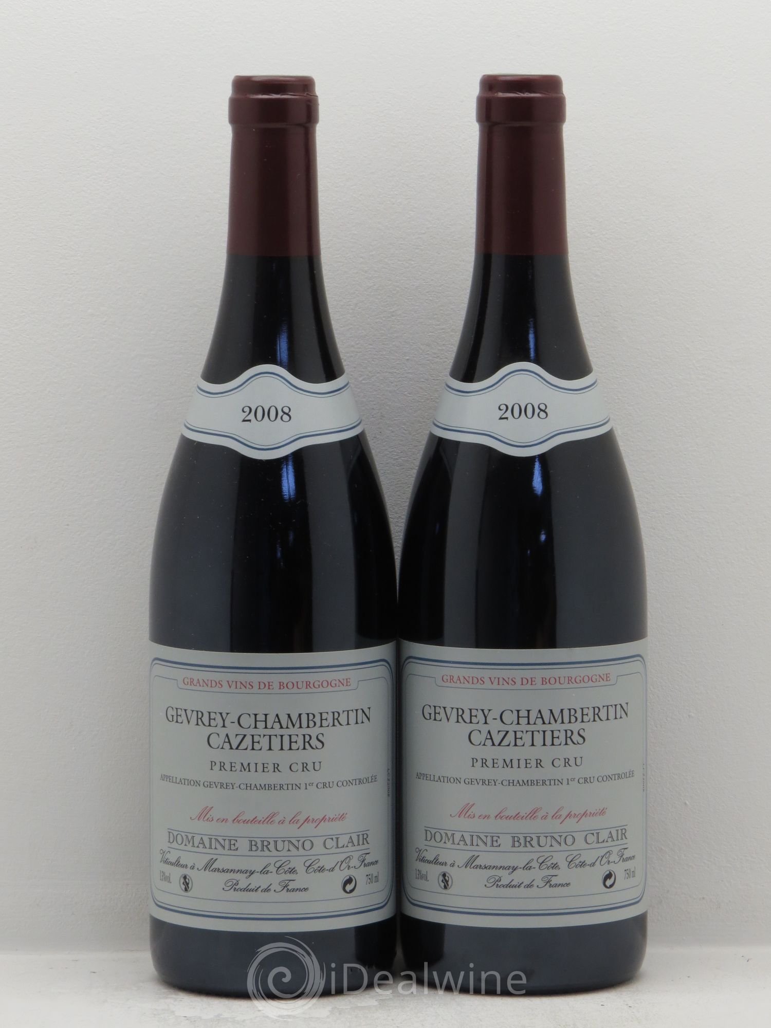 Gevrey-Chambertin 1er Cru Les Cazetiers Bruno Clair (Domaine) (sans prix de réserve) 2008 - Lot de 2 bouteilles - 0