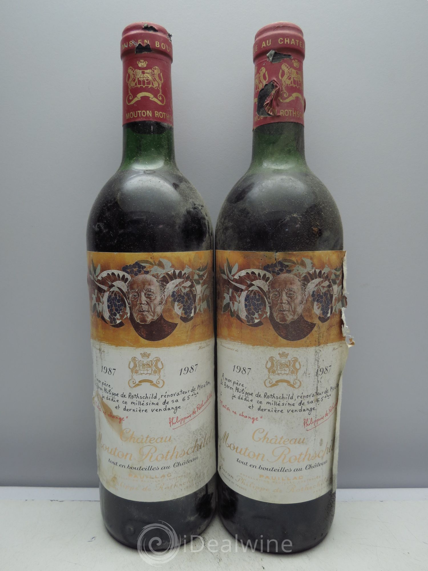 Château Mouton Rothschild 1er Grand Cru Classé (sans prix de réserve) 1987 - Lot de 2 bouteilles - 0