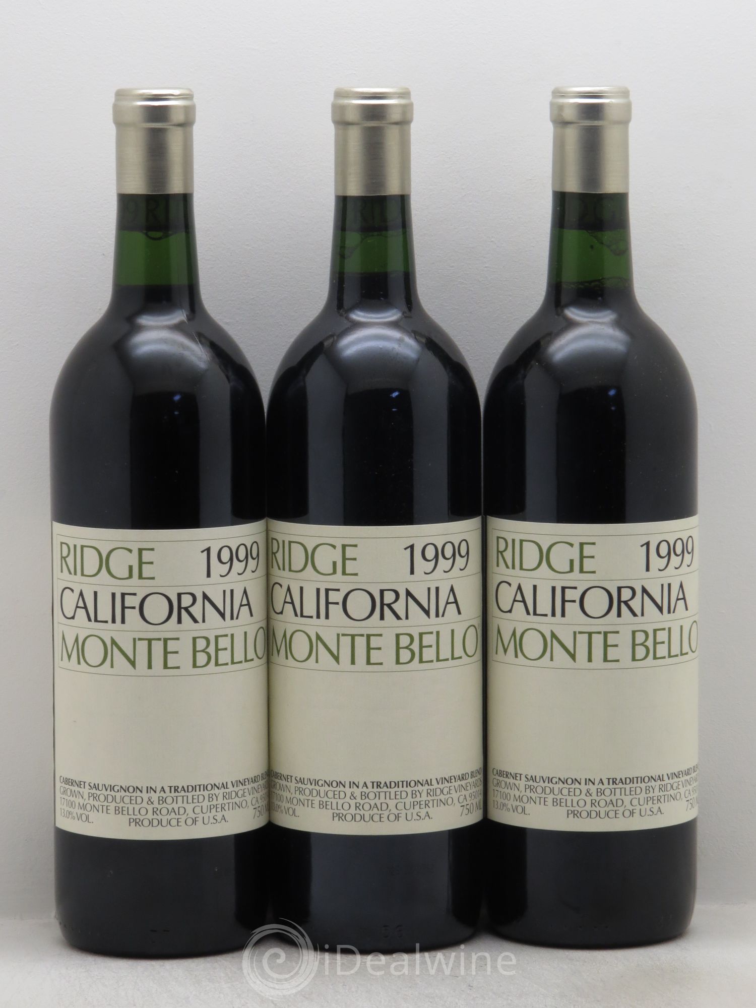 USA Ridge Monte Bello 1999 - Lot of 3 bottles - 0
