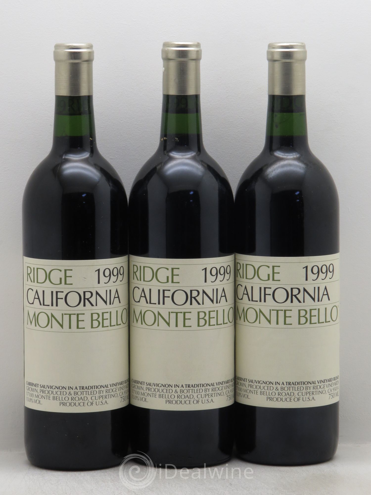 USA Ridge Monte Bello 1999 - Lot de 3 bouteilles - 0