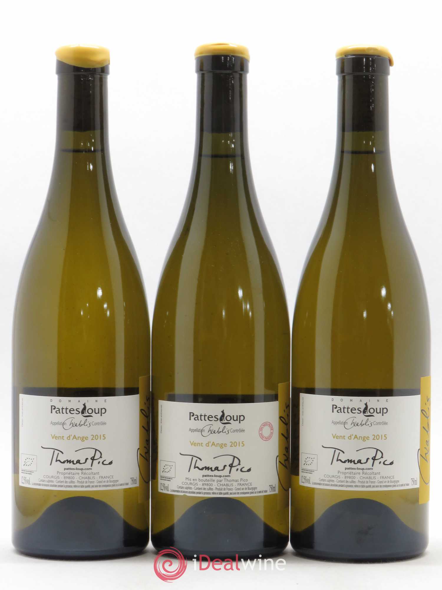 Chablis Vent d'Ange Pattes Loup (Domaine) 2015 - Lot de 3 bouteilles - 1