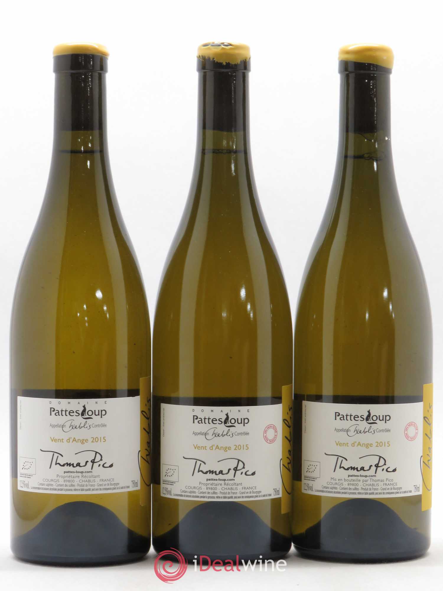 Chablis Vent d'Ange Pattes Loup (Domaine) 2015 - Lot de 3 bouteilles - 1