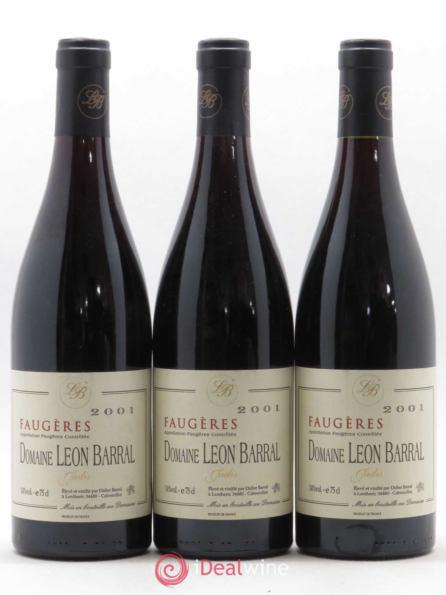 Faugères Jadis Domaine Léon Barral 2001 - Lot de 3 bouteilles - 0