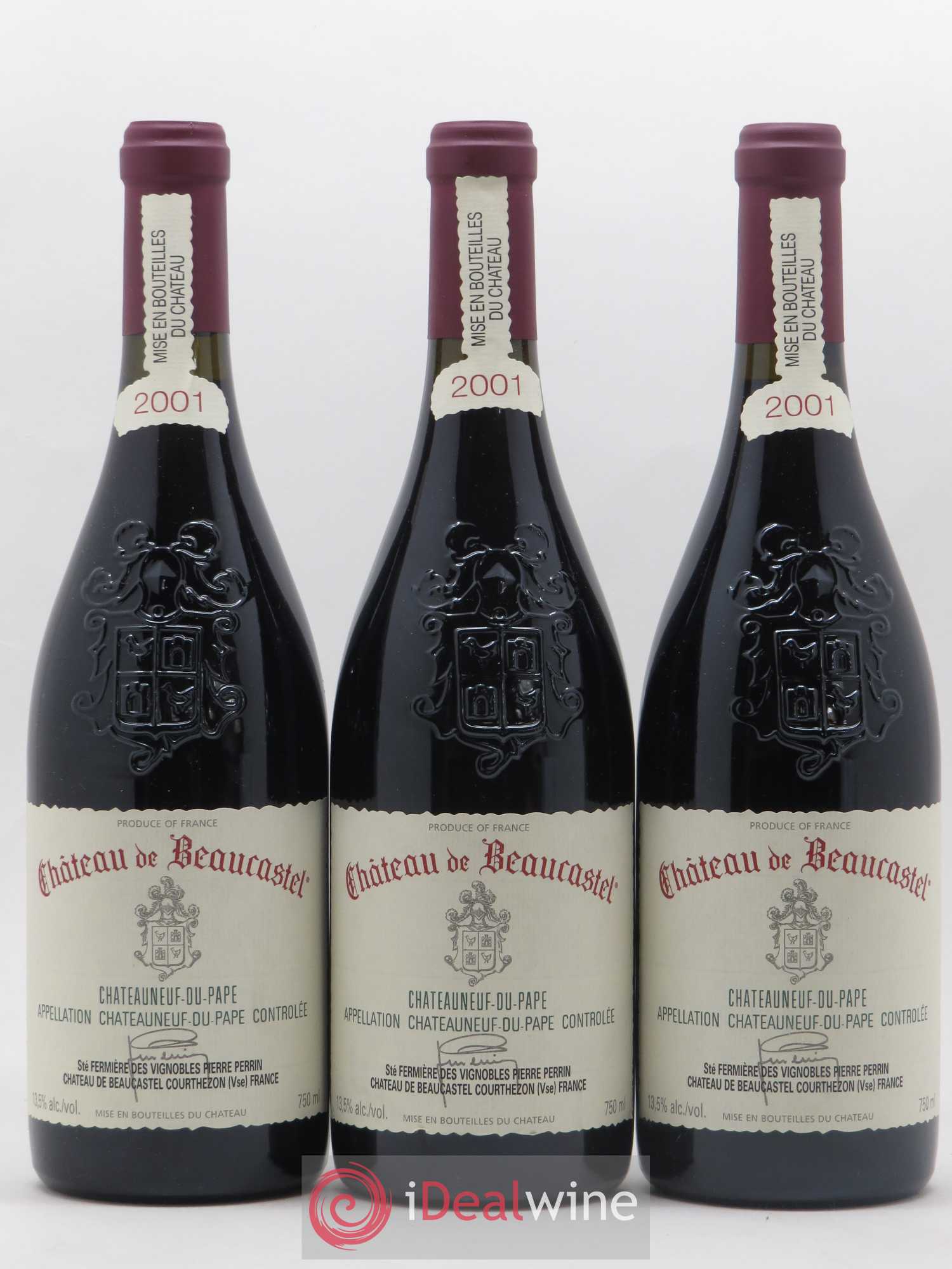 Châteauneuf-du-Pape Château de Beaucastel Famille Perrin 2001 - Lot de 3 bouteilles - 0