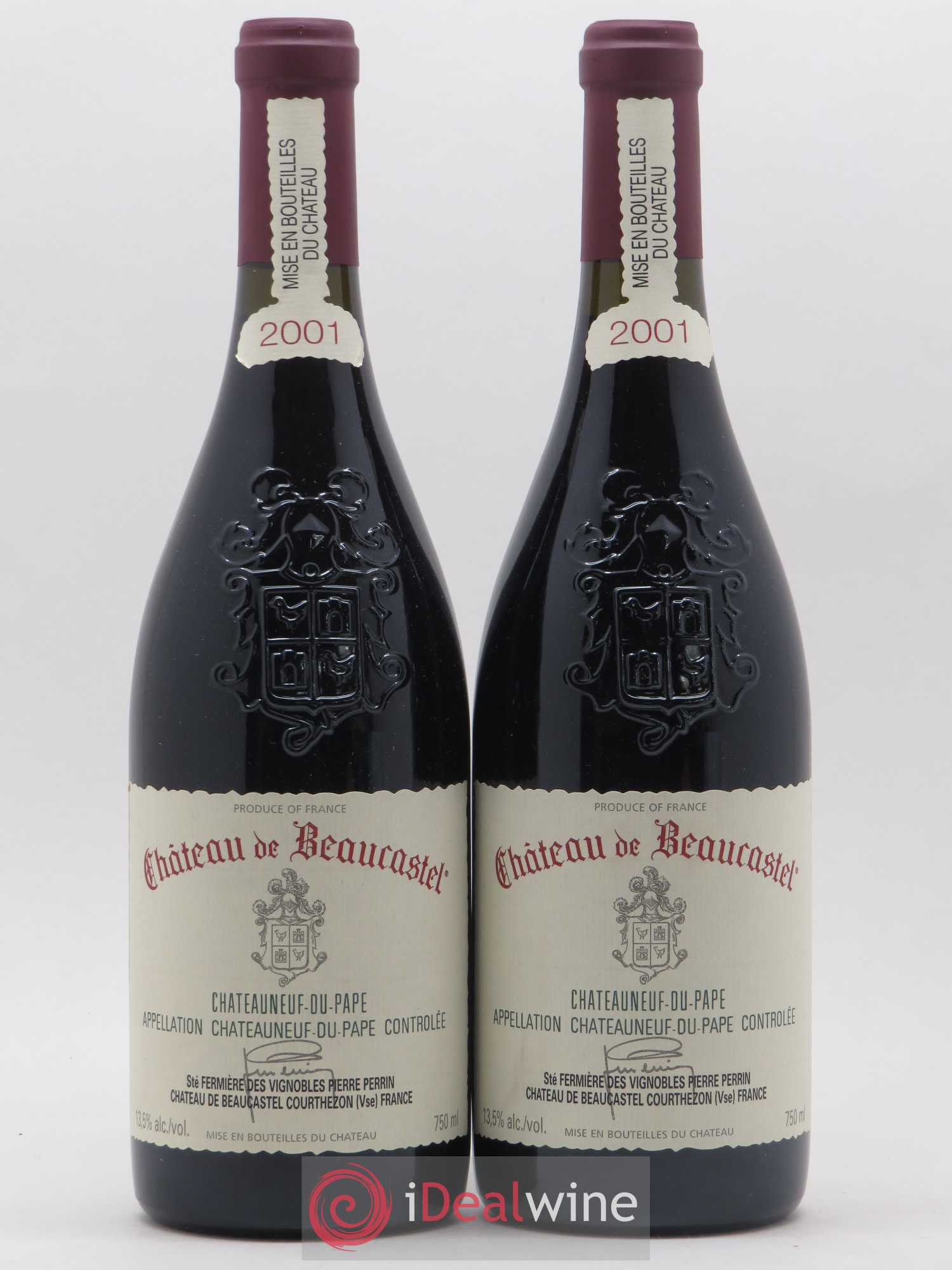 Châteauneuf-du-Pape Château de Beaucastel Famille Perrin 2001 - Lot de 2 bouteilles - 0