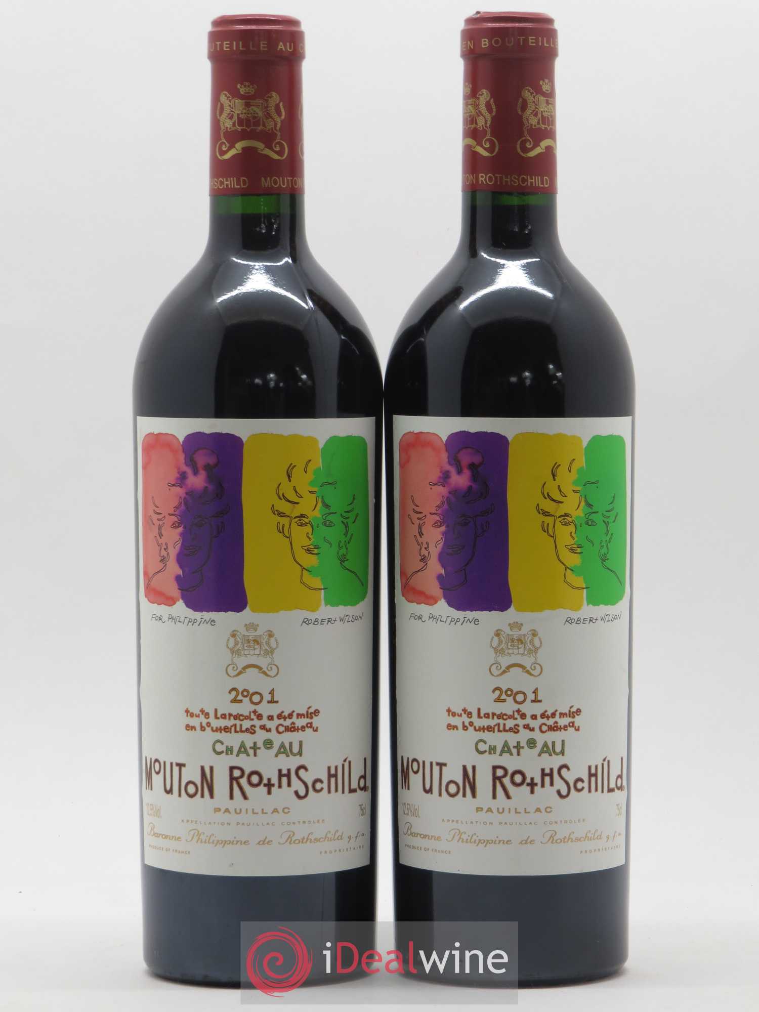 Château Mouton Rothschild 1er Grand Cru Classé 2001 - Lot de 2 bouteilles - 0