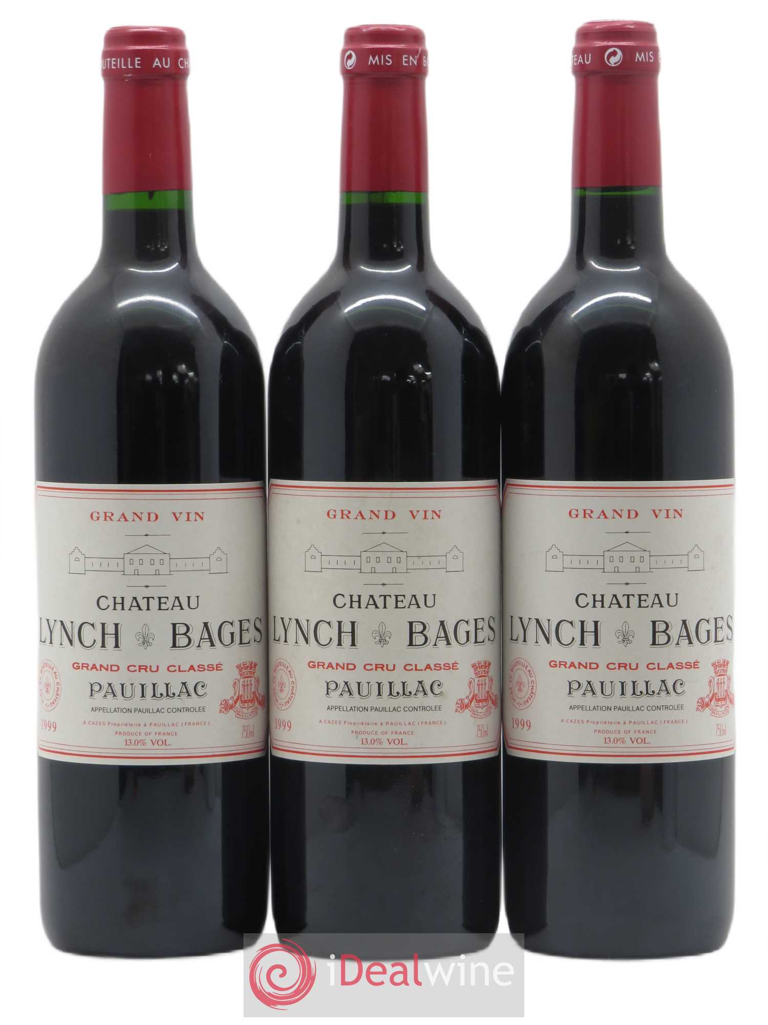 Château Lynch Bages 5ème Grand Cru Classé 1999 - Lot de 3 bouteilles - 0
