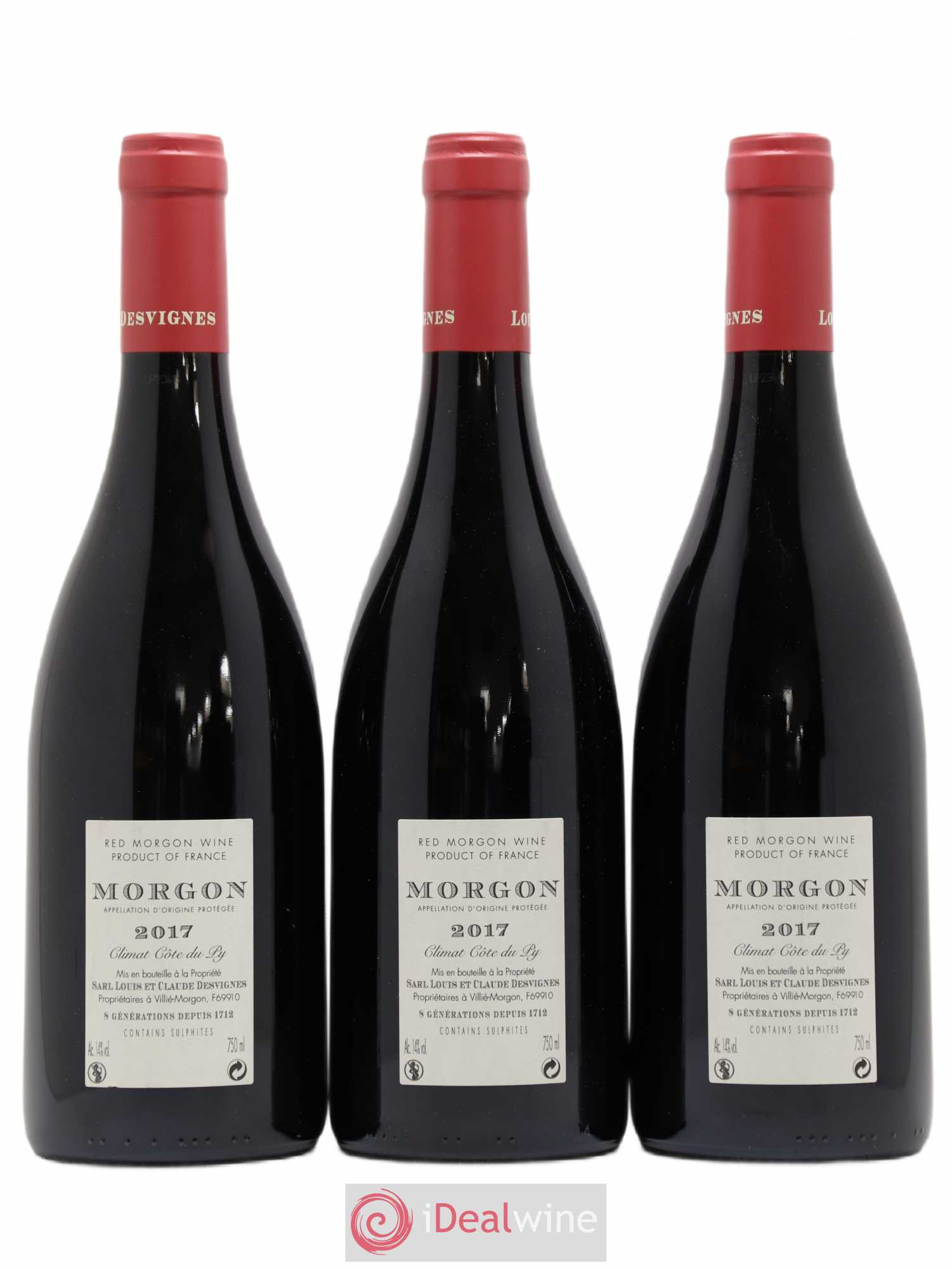 Morgon Côte du Py Louis-Claude Desvignes 2017 - Lot de 3 bouteilles - 1