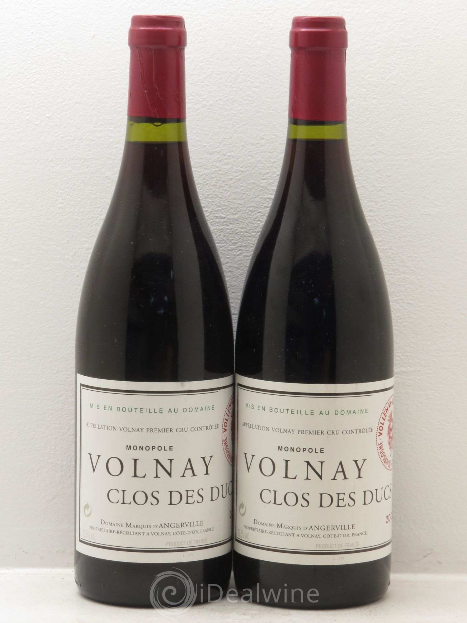 Volnay 1er Cru Clos des Ducs Marquis d'Angerville (Domaine) 2002 - Lot de 2 bouteilles - 0