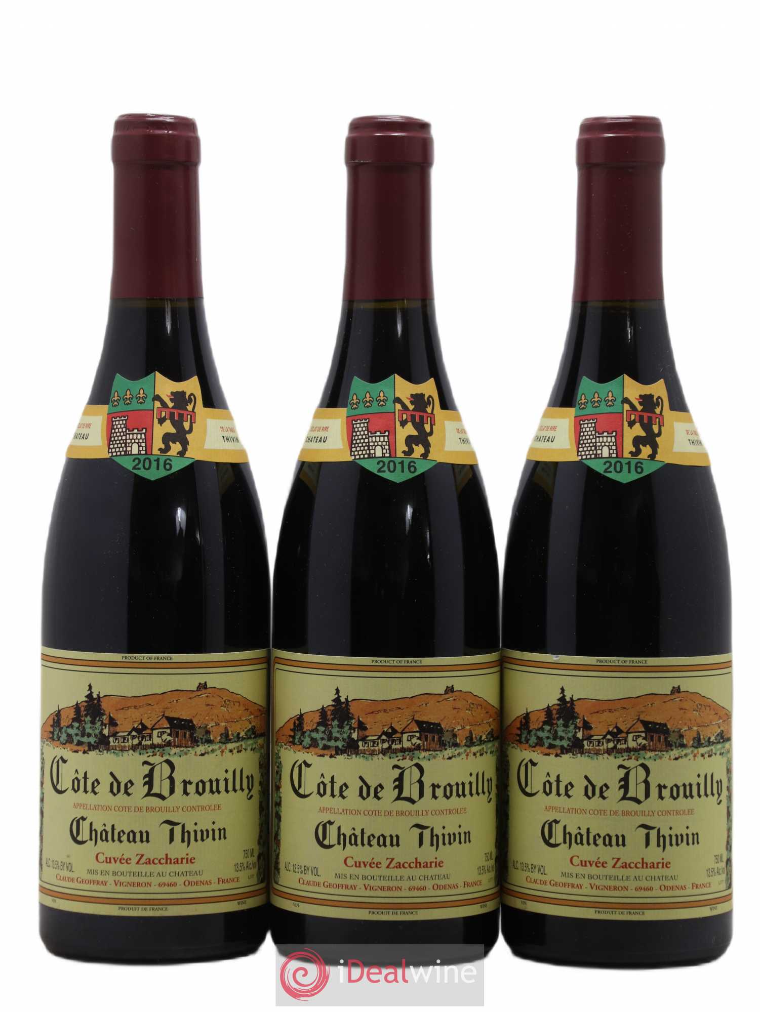 Côte de Brouilly Cuvée Zaccharie Château Thivin 2016 - Lot de 3 bouteilles - 0