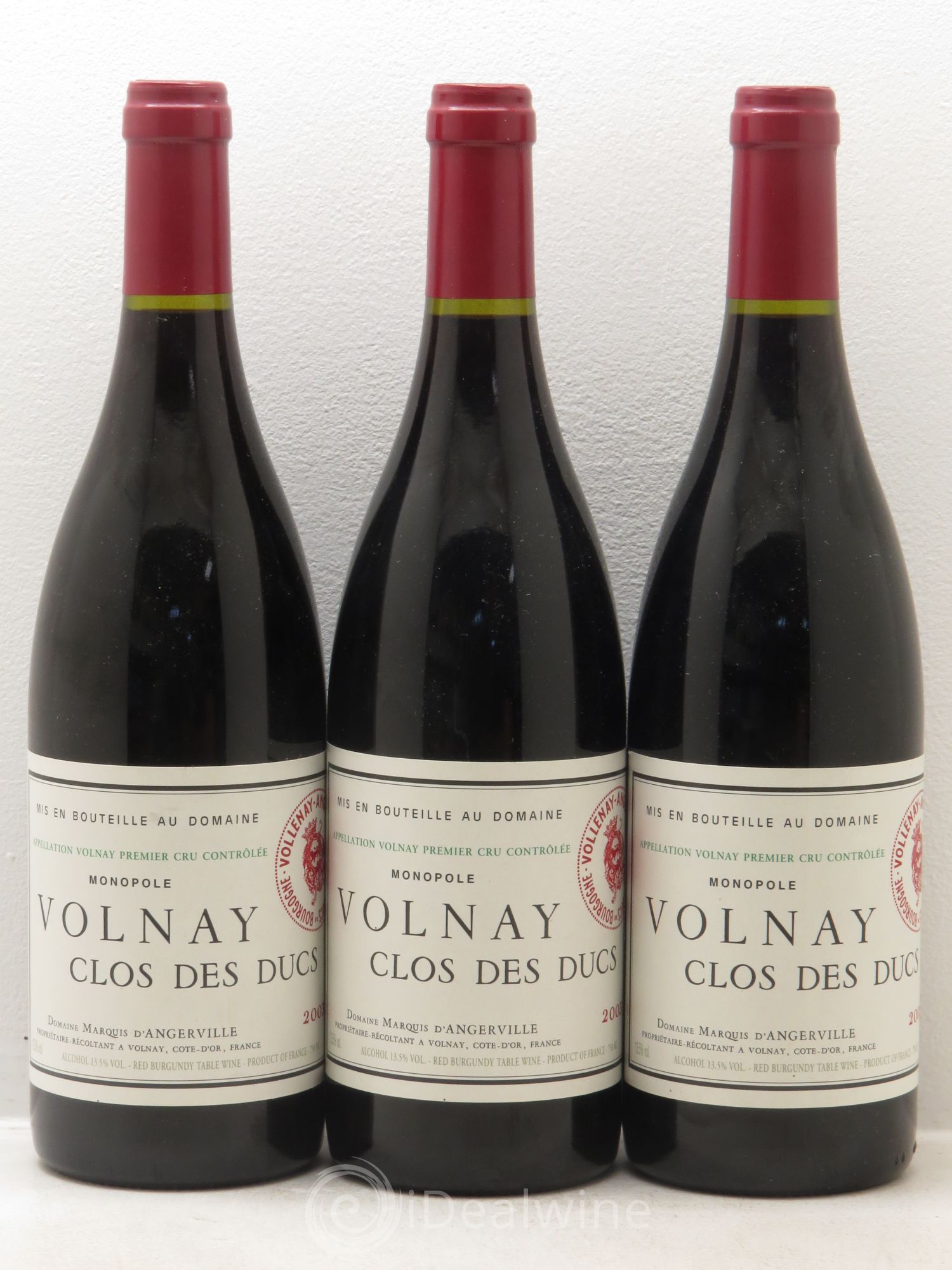 Volnay 1er Cru Clos des Ducs Marquis d'Angerville (Domaine) 2003 - Lot de 3 bouteilles - 0