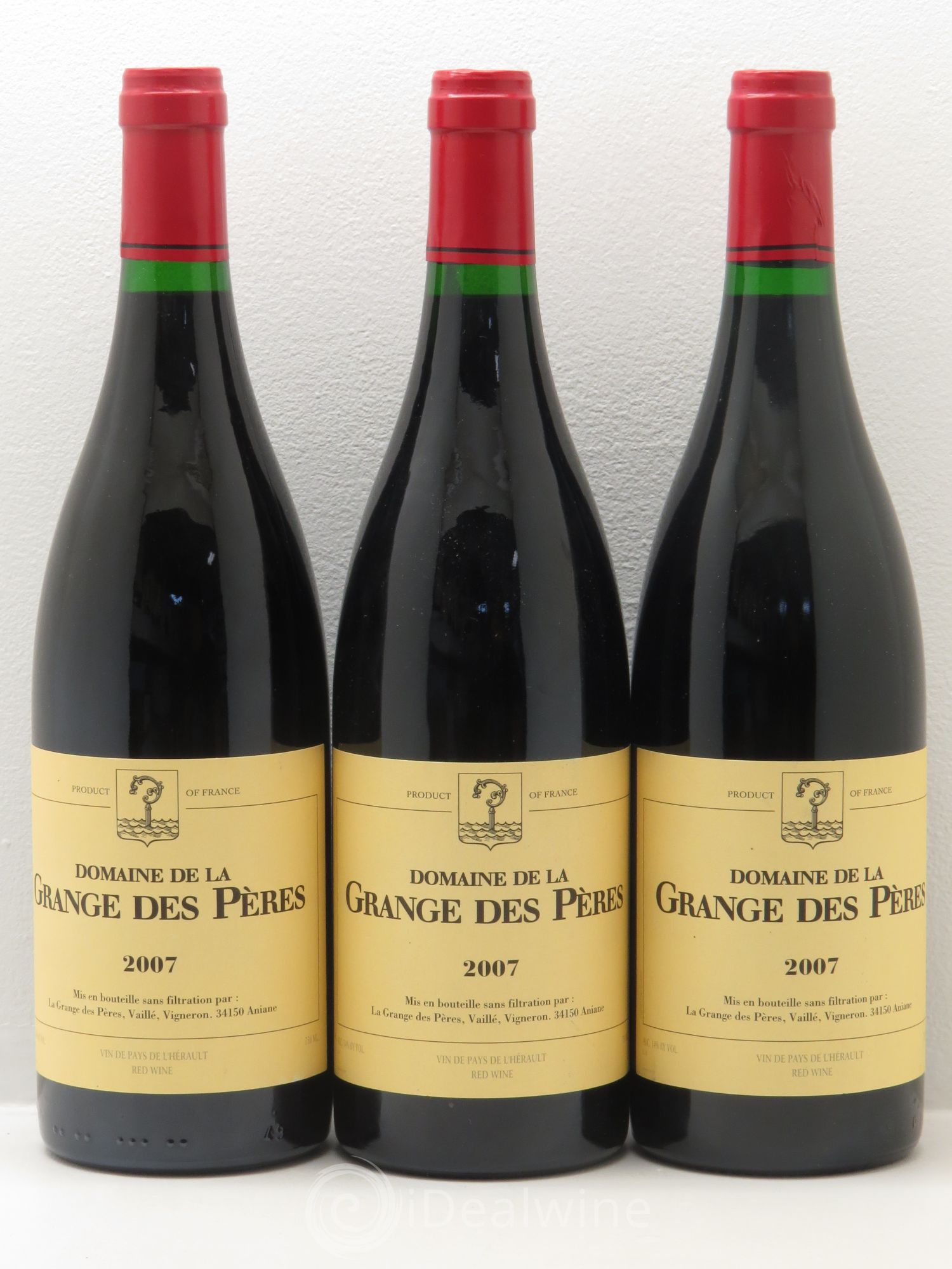 Pays d'Hérault Grange des Pères Laurent Vaillé 2007 - Lot de 3 bouteilles - 0
