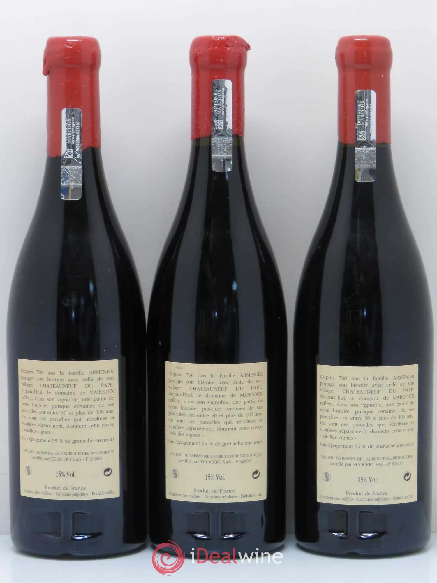 Châteauneuf-du-Pape Vieilles Vignes Marcoux (Domaine de) 2006 - Lot de 3 bouteilles - 1