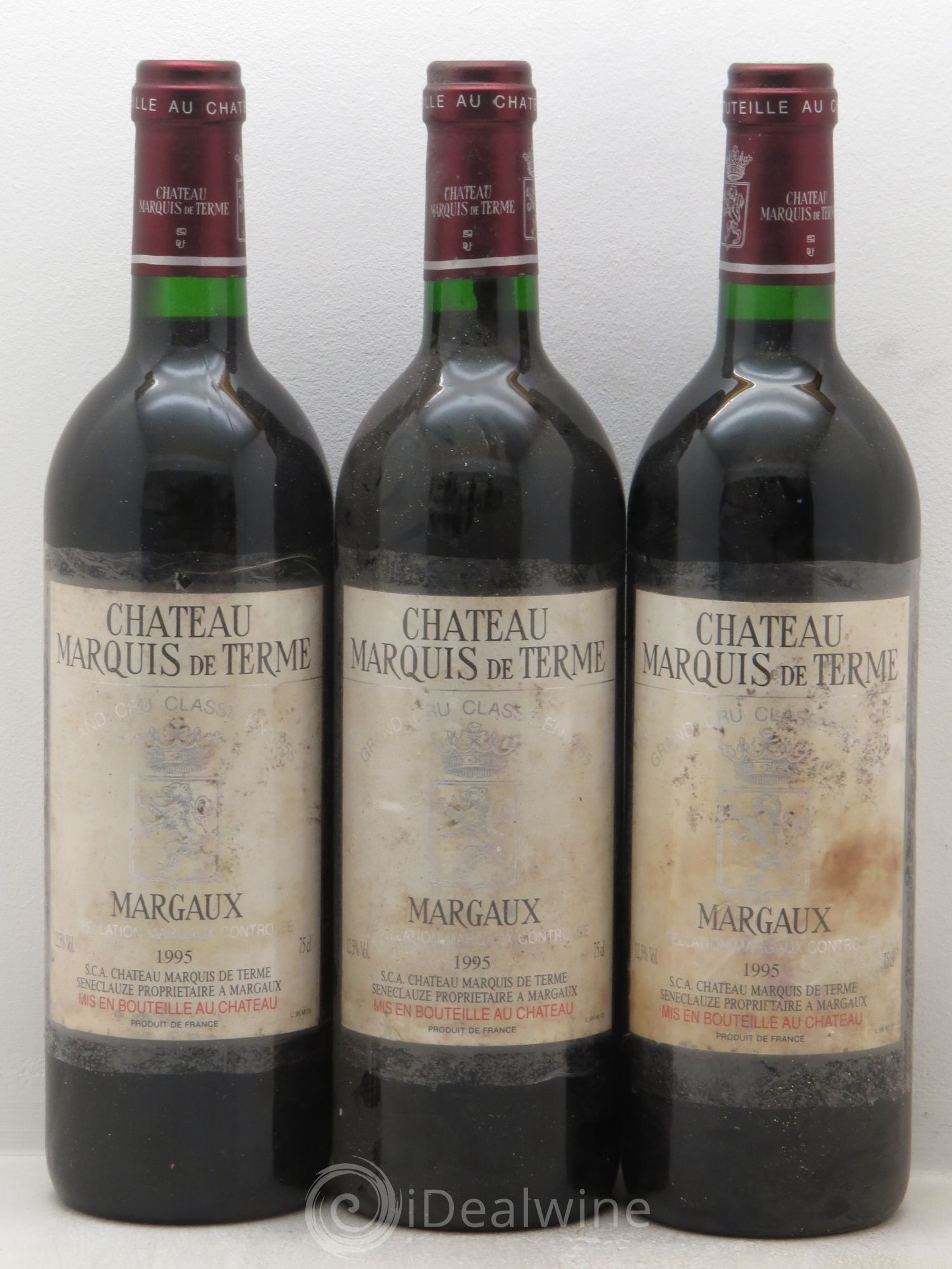 Château Marquis de Terme 4ème Grand Cru Classé 1995 - Lot de 3 bouteilles - 0