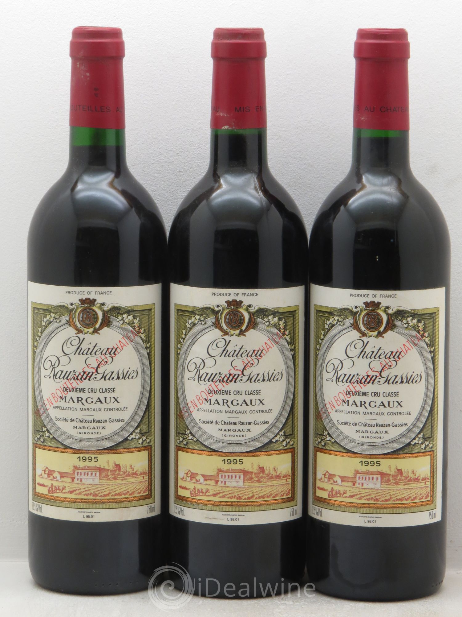 Château Rauzan-Gassies 2ème Grand Cru Classé 1995 - Lot de 3 bouteilles - 0