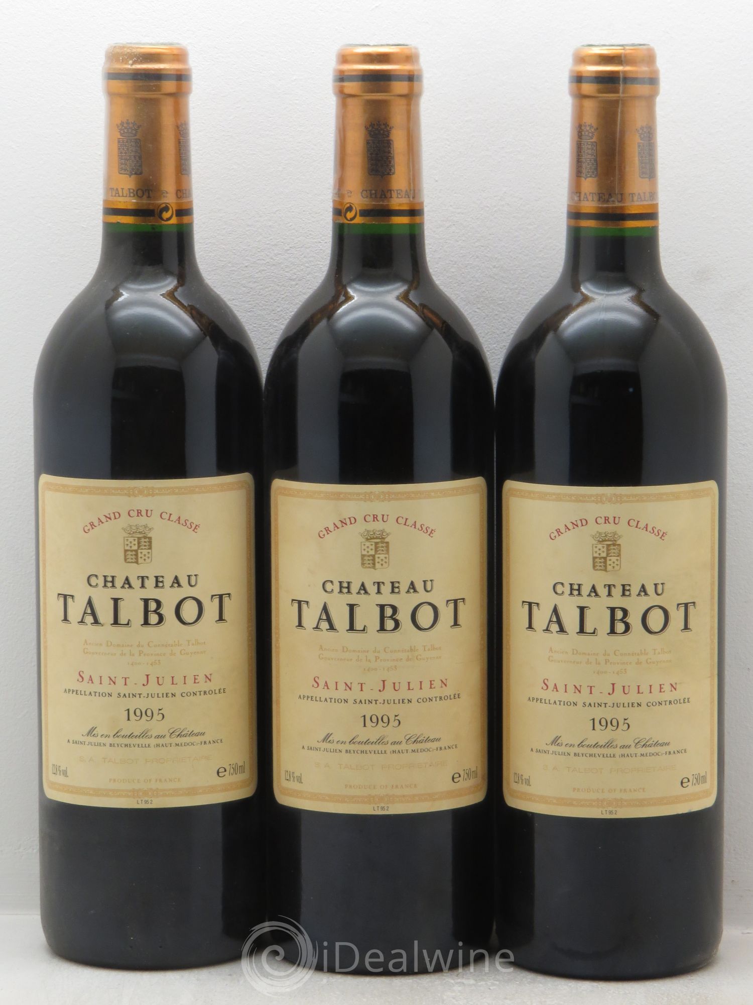 Château Talbot 4ème Grand Cru Classé 1995 - Lot de 3 bouteilles - 0