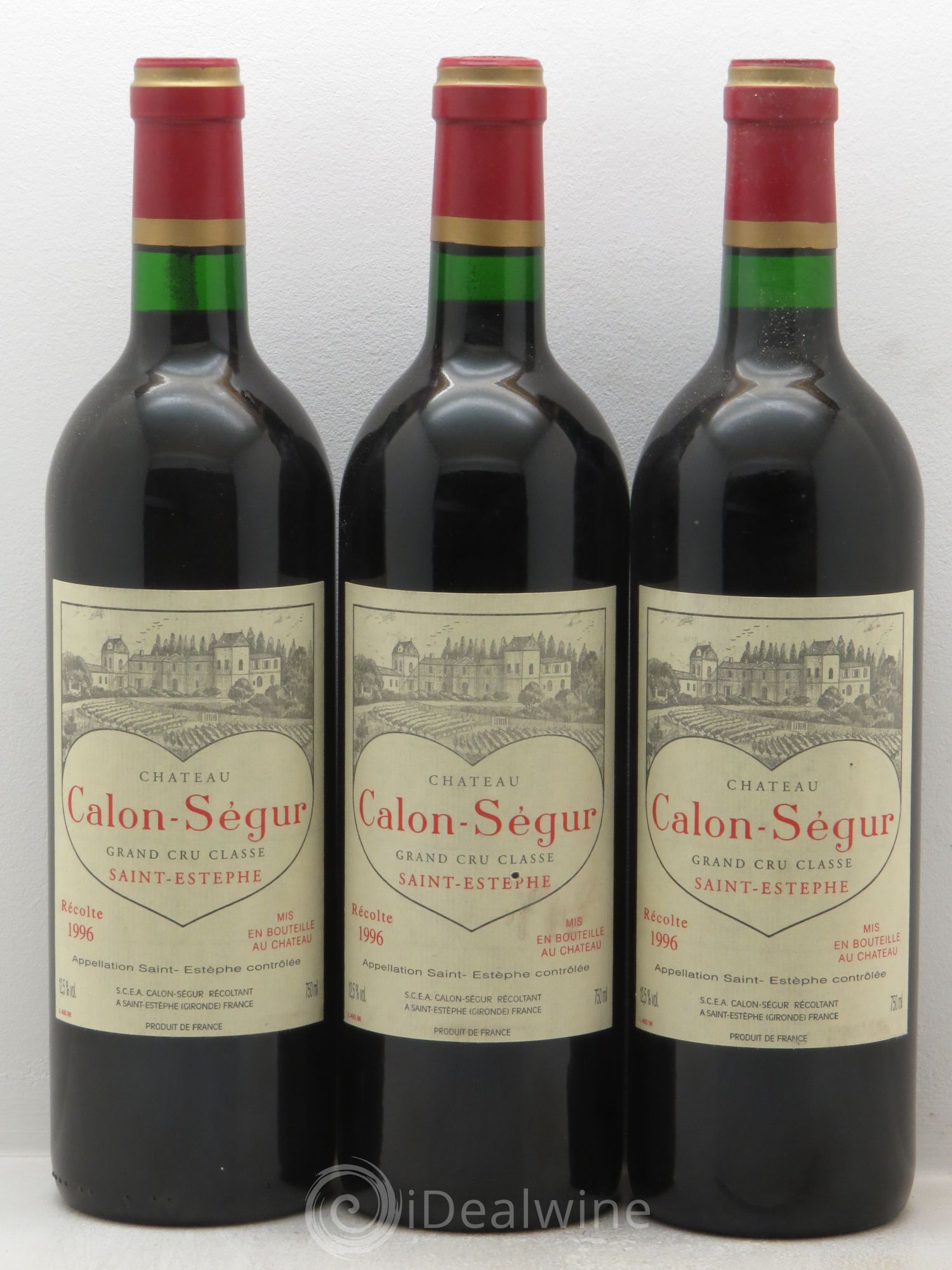 Château Calon Ségur 3ème Grand Cru Classé 1996 - Lot de 3 bouteilles - 0