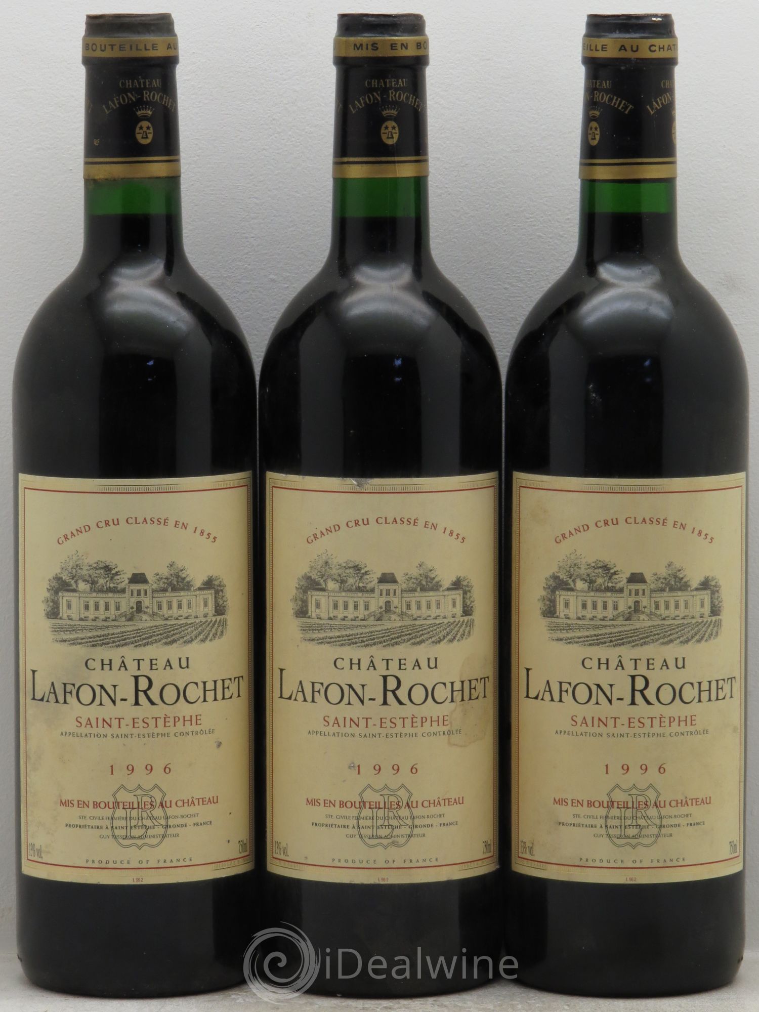 Château Lafon Rochet 4ème Grand Cru Classé 1996 - Lot de 3 bouteilles - 0