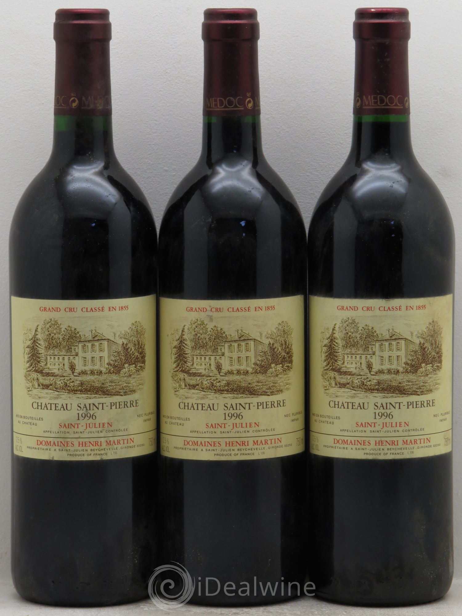 Château Saint-Pierre 4ème Grand Cru Classé 1996 - Lot de 3 bouteilles - 0
