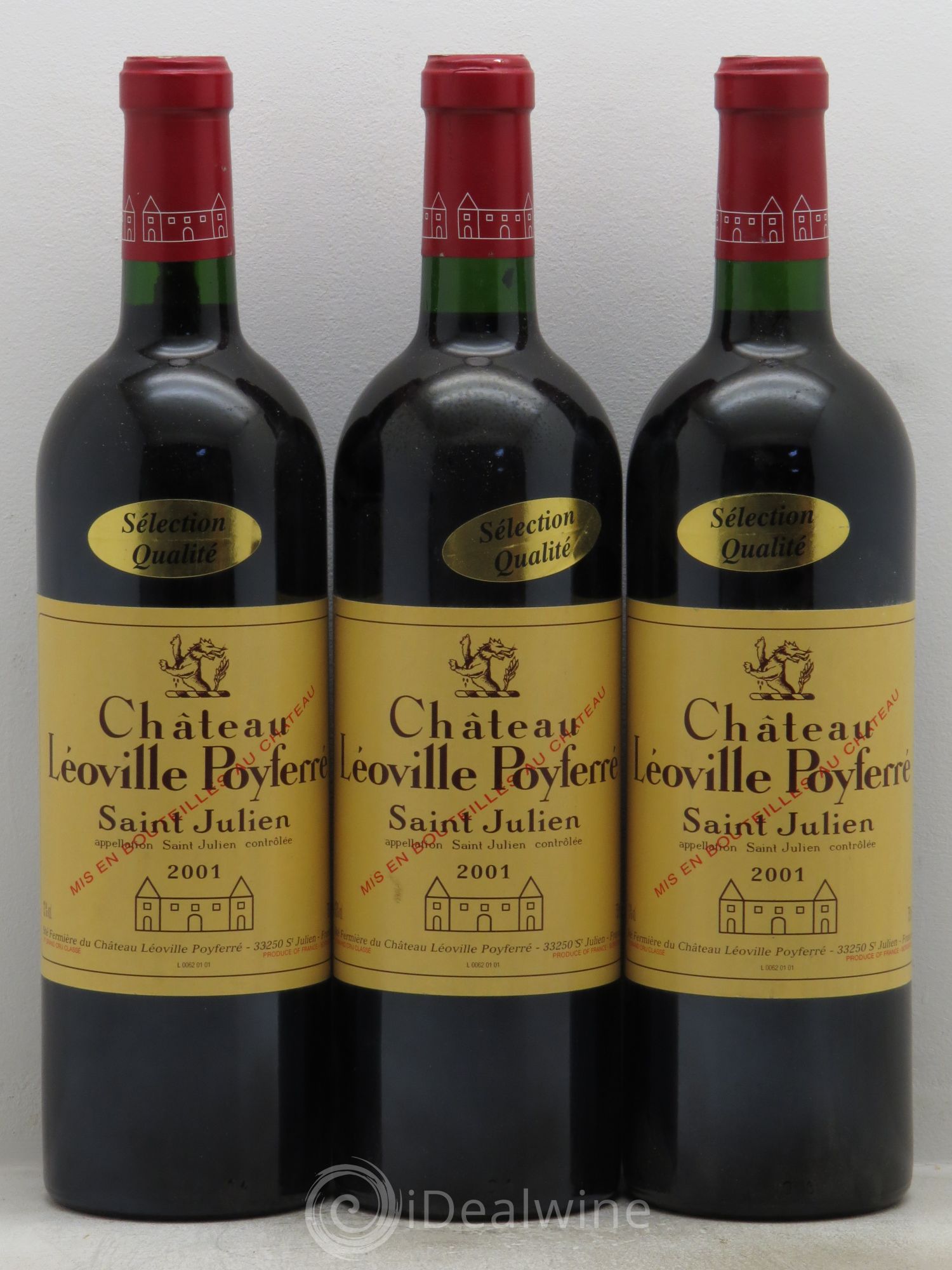 Château Léoville Poyferré 2ème Grand Cru Classé 2001 - Lot de 3 bouteilles - 0