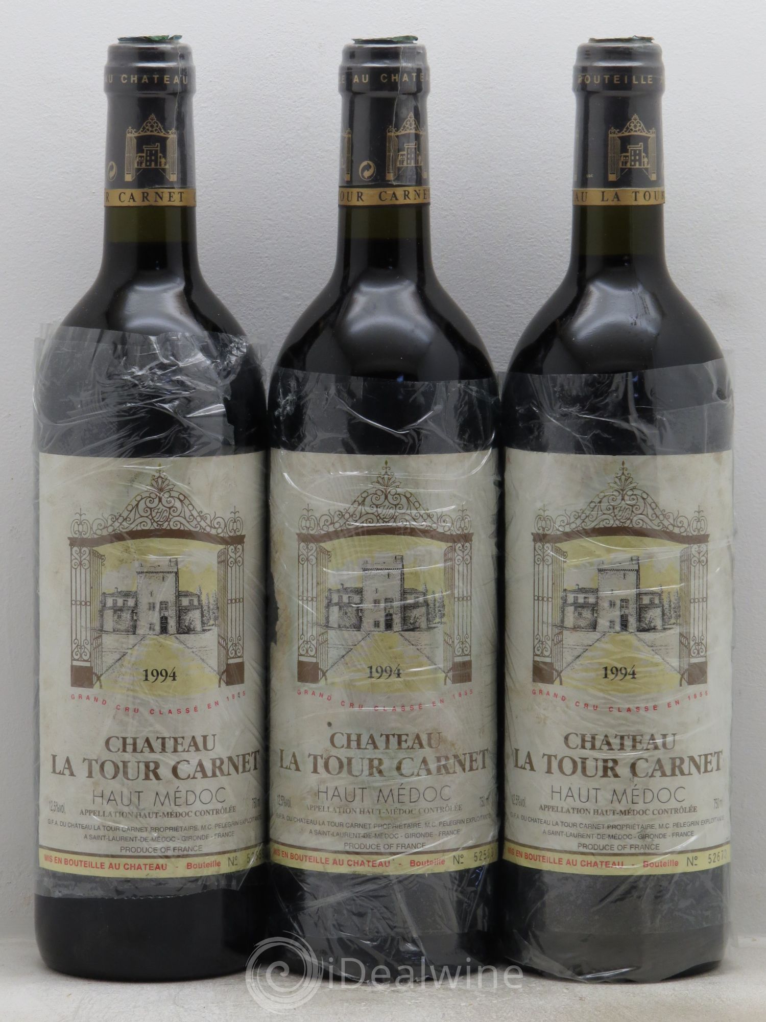 Château la Tour Carnet 4ème Grand Cru Classé 1994 - Lot de 3 bouteilles - 0