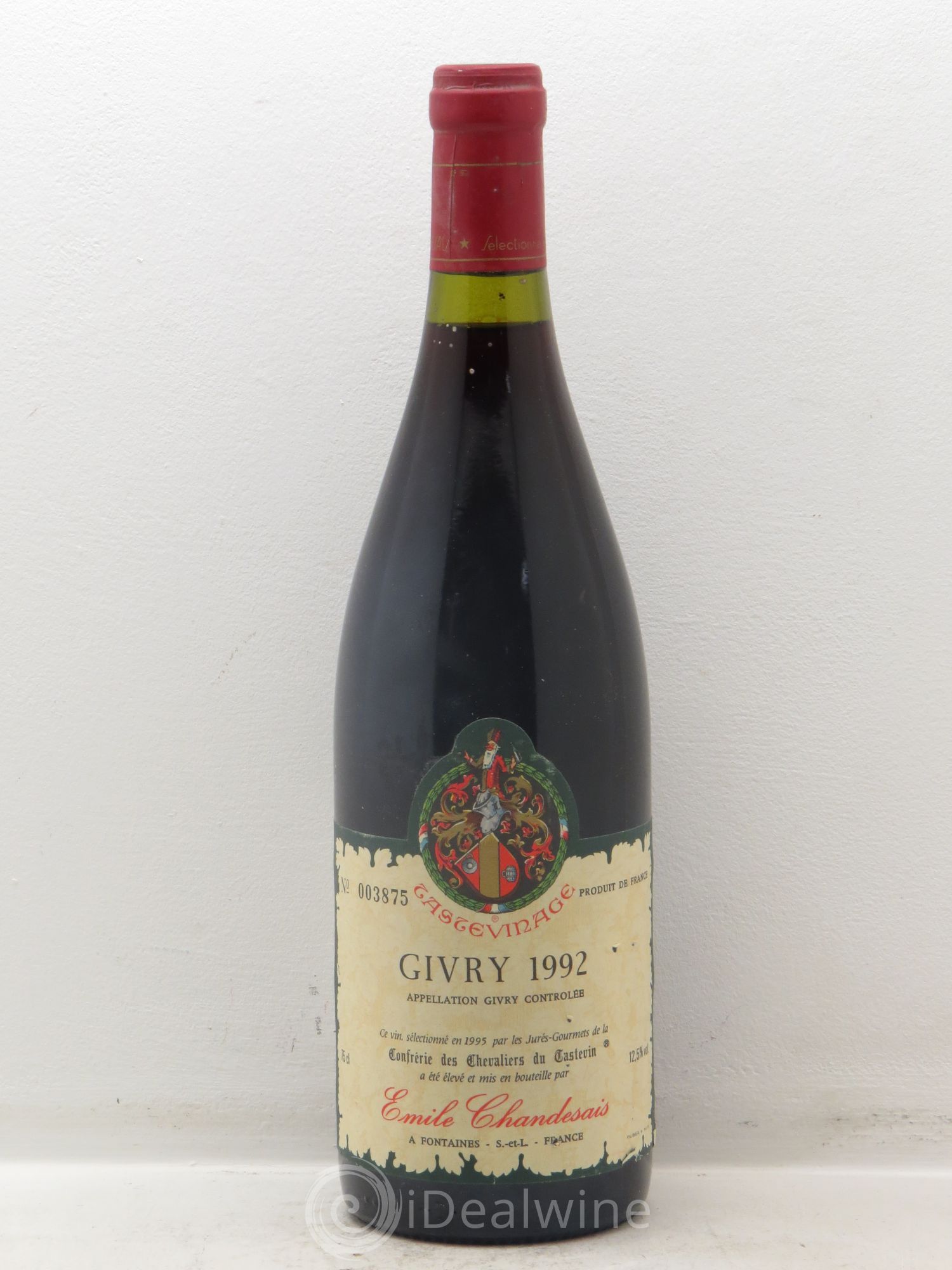 Givry Confrérie des Chevaliers du Tastevin Chandesais 1992 - Posten von 1 Flasche - 0