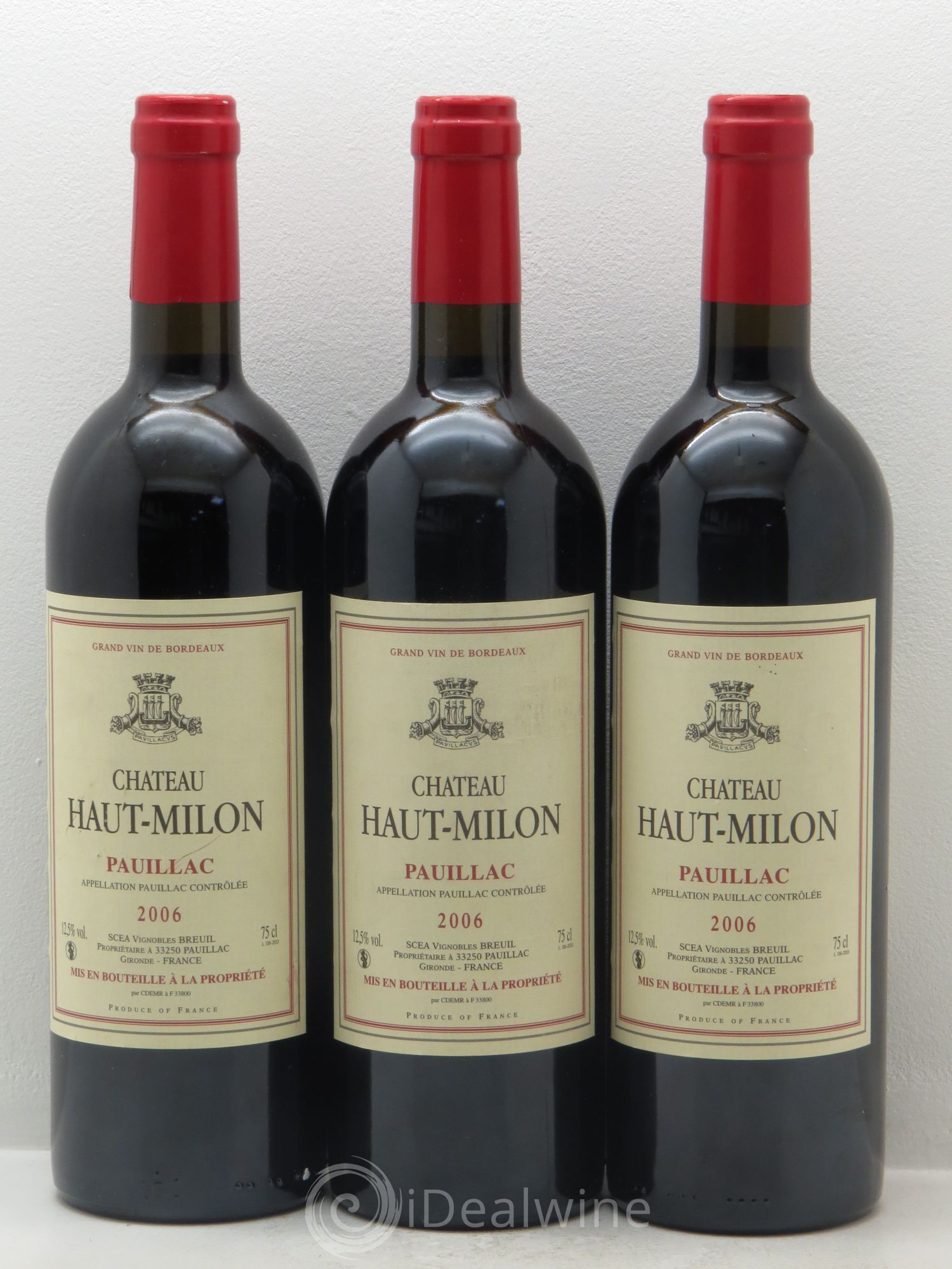 Pauillac Château Haut Milon 2006 - Lot de 3 bouteilles - 0
