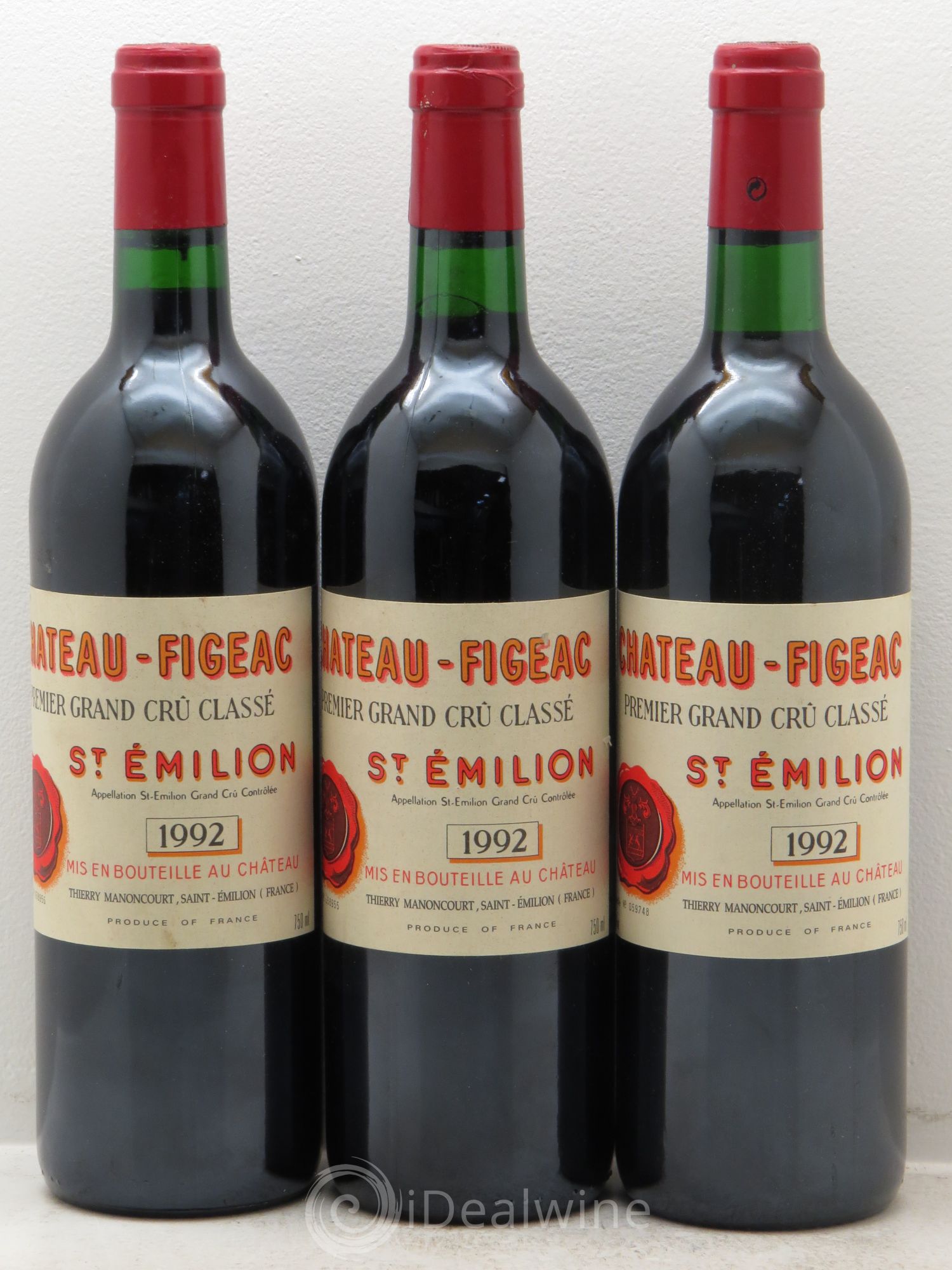Château Figeac 1er Grand Cru Classé A 1992 - Lot de 3 bouteilles - 0