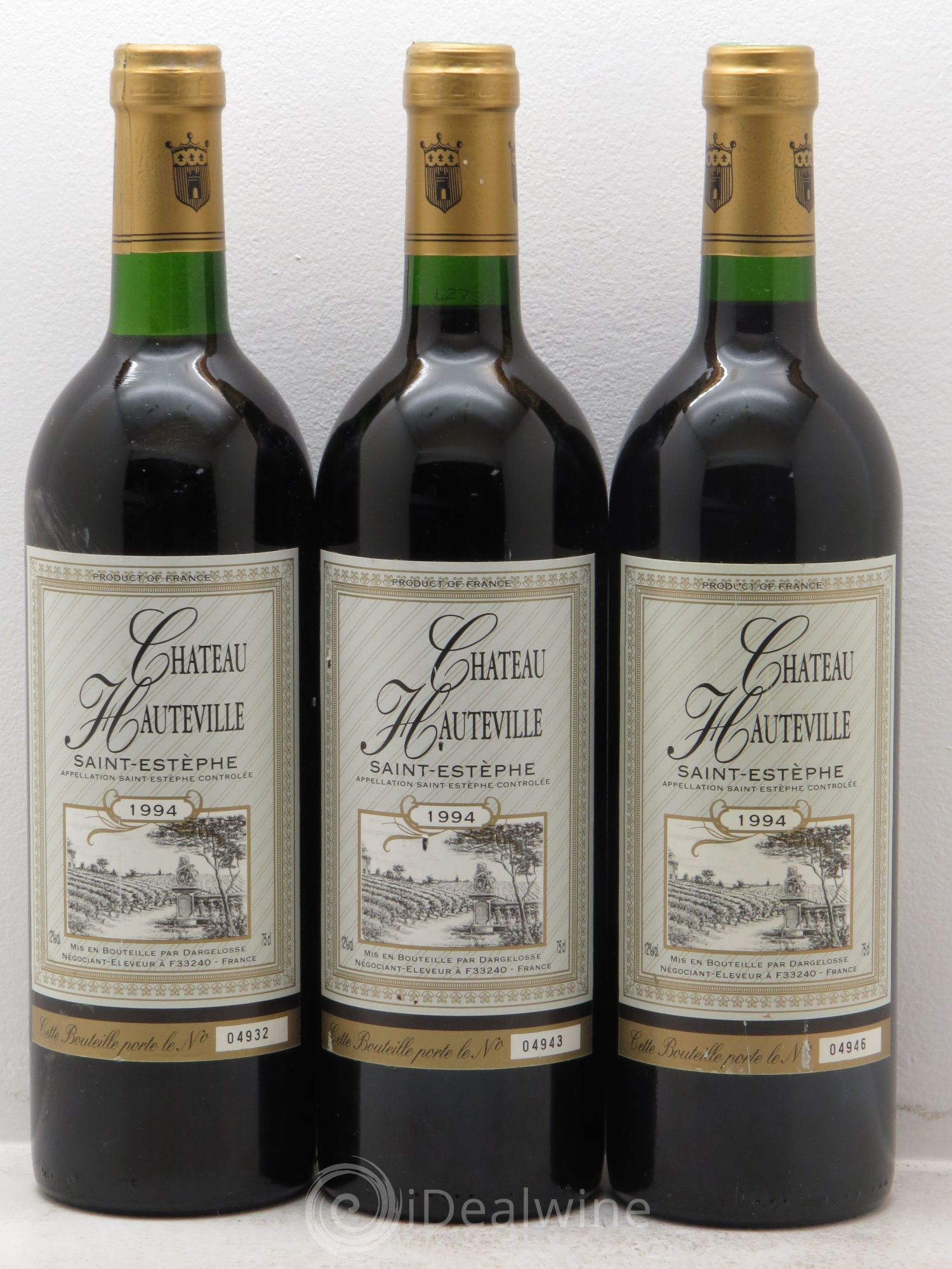 Saint-Estèphe Château Hauteville 1994 - Posten von 3 Flaschen - 0
