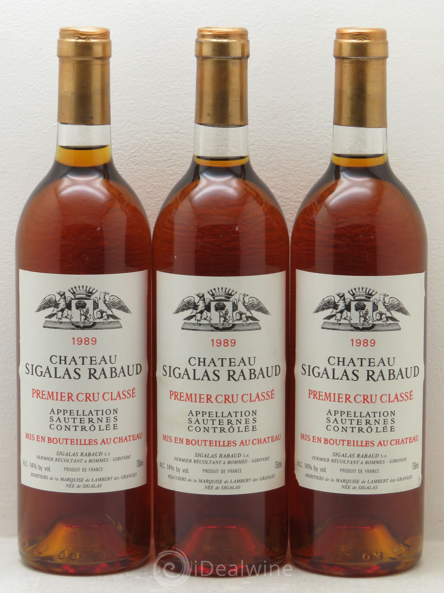 Château Sigalas Rabaud 1er Grand Cru Classé 1989 - Lotto di 3 bottiglie - 0