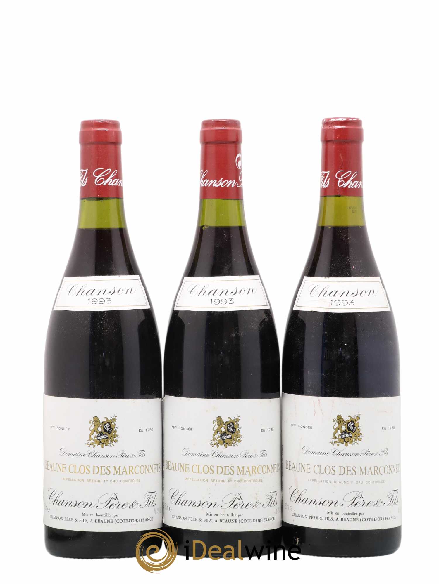 Beaune 1er Cru Clos des Marconnets Chanson 1993 - Lot de 3 bouteilles - 0